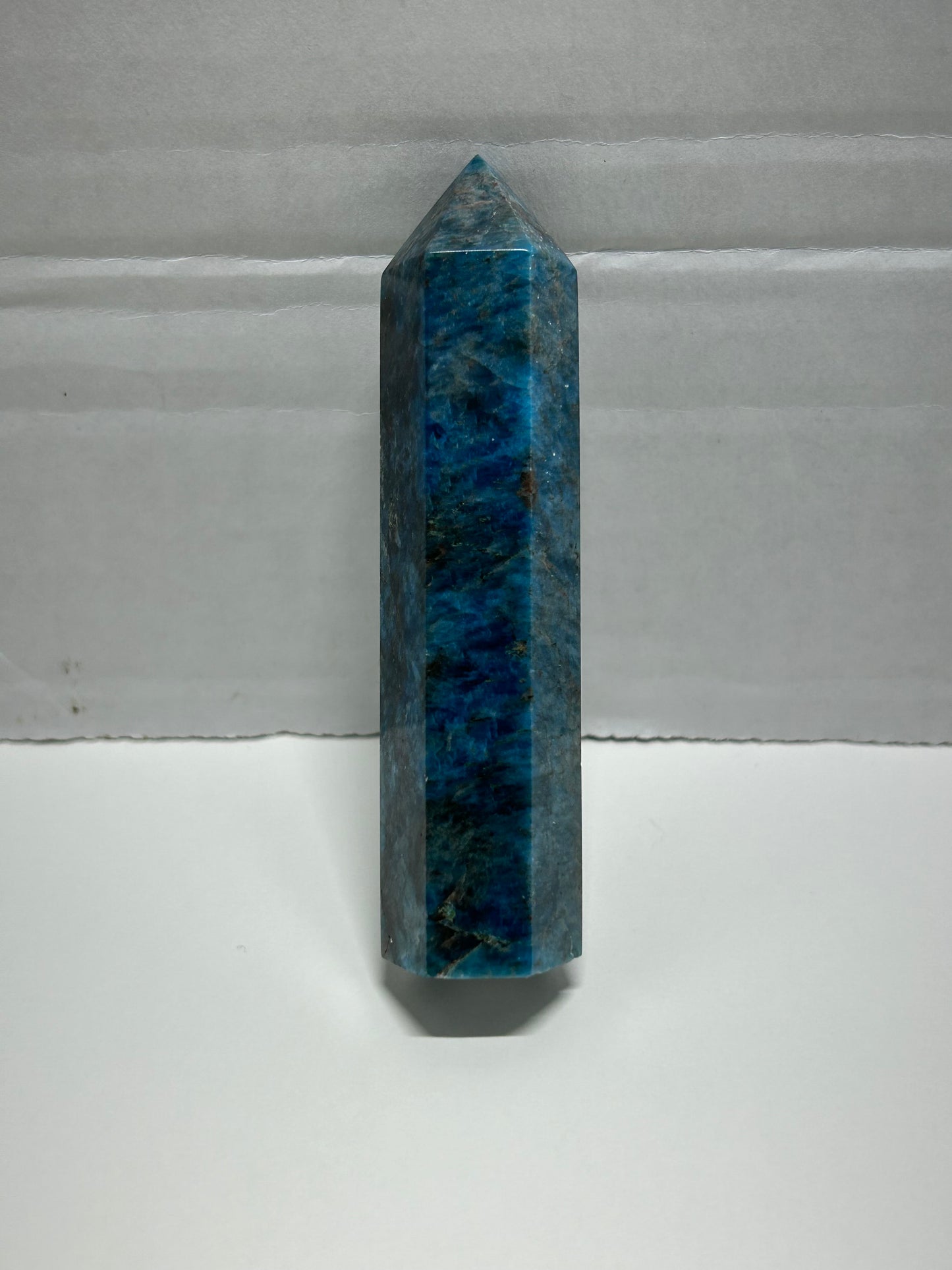 Blue Apatite Tower Crystal Point Flashy