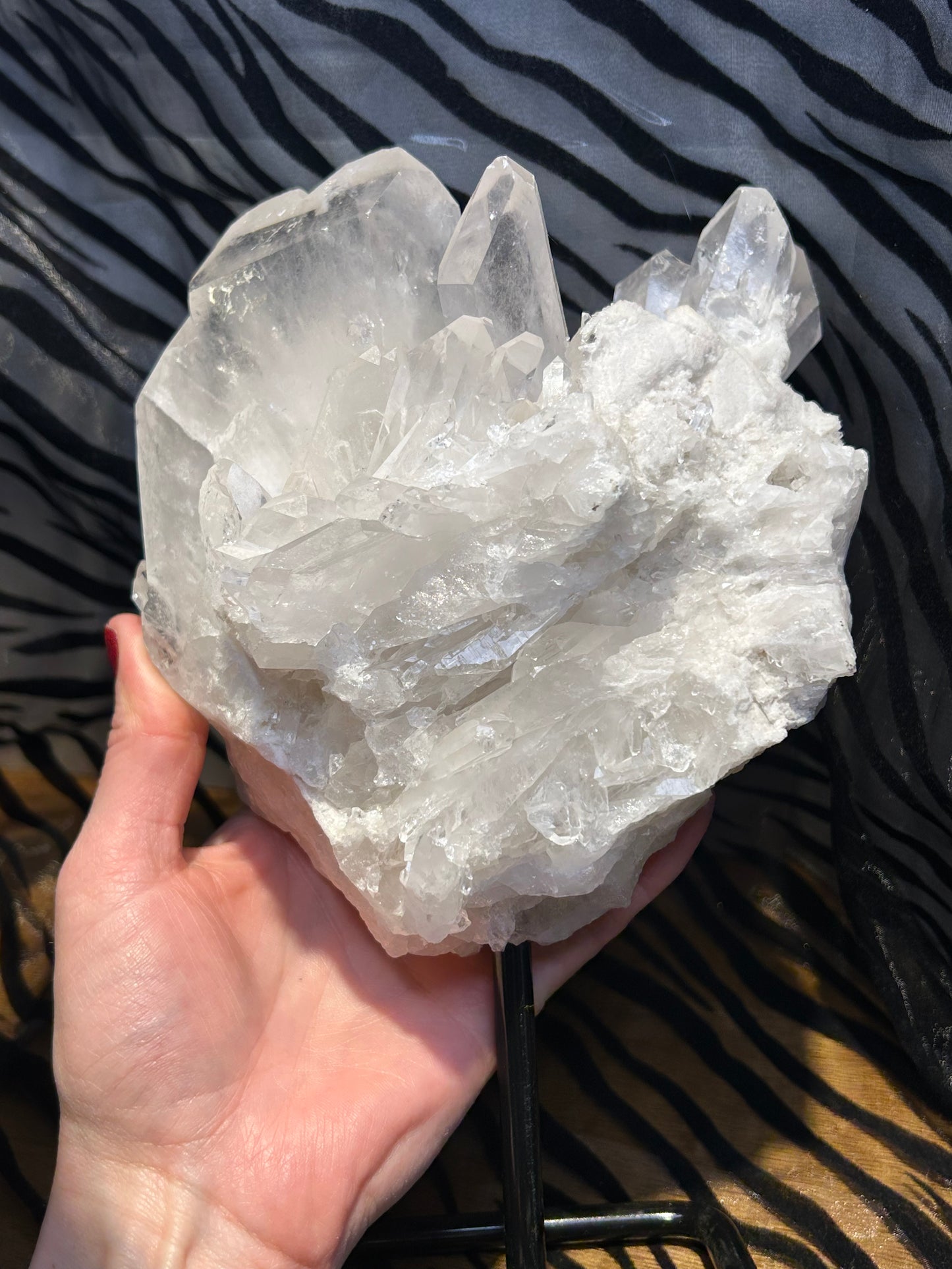 Clear Quartz Cluster on Stand Display