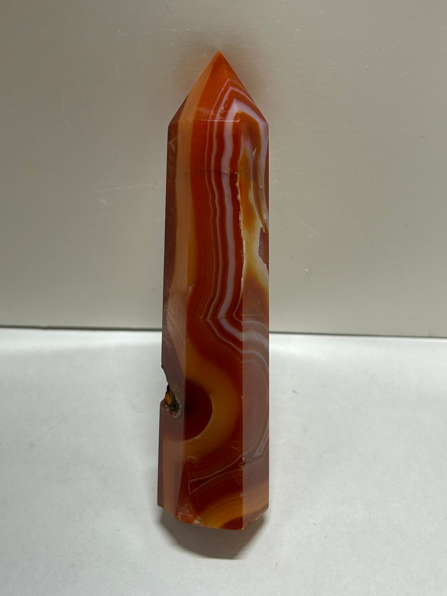 Carnelian Druzy Carved Polished Crystal Tower Stone