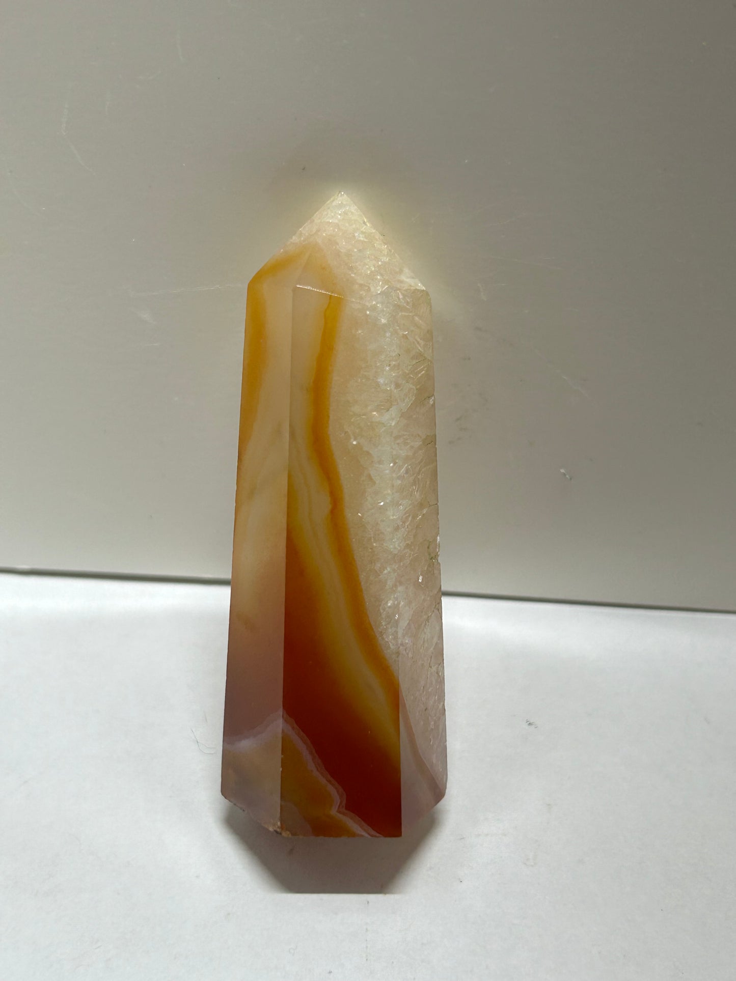 Carnelian and Quartz Crystal Tower Stone