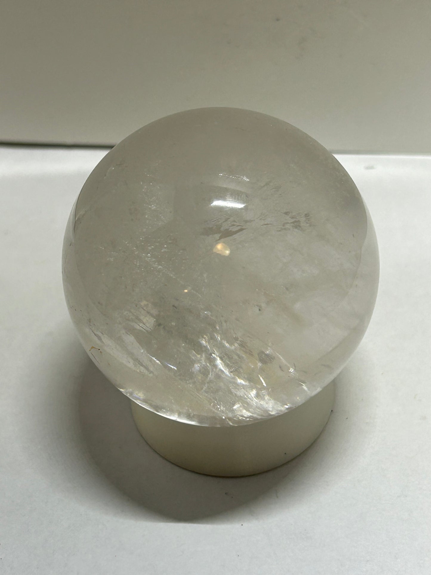 2” Clear Quartz Sphere Carving With Inclusions Rainbows Crystal