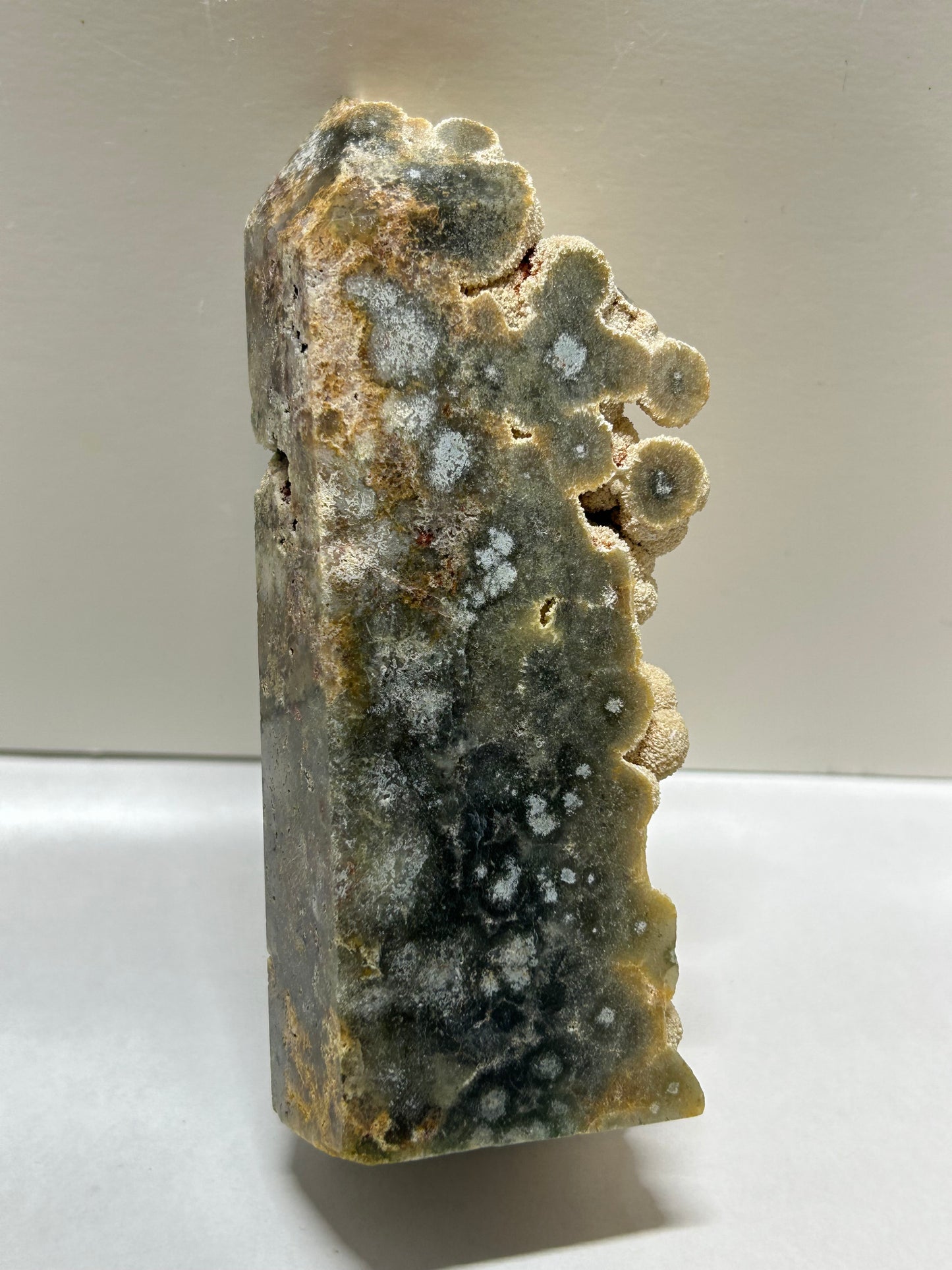 Ocean Jasper Raw Druzy Bubble Tower Green Eyes Carving Stone Crystal