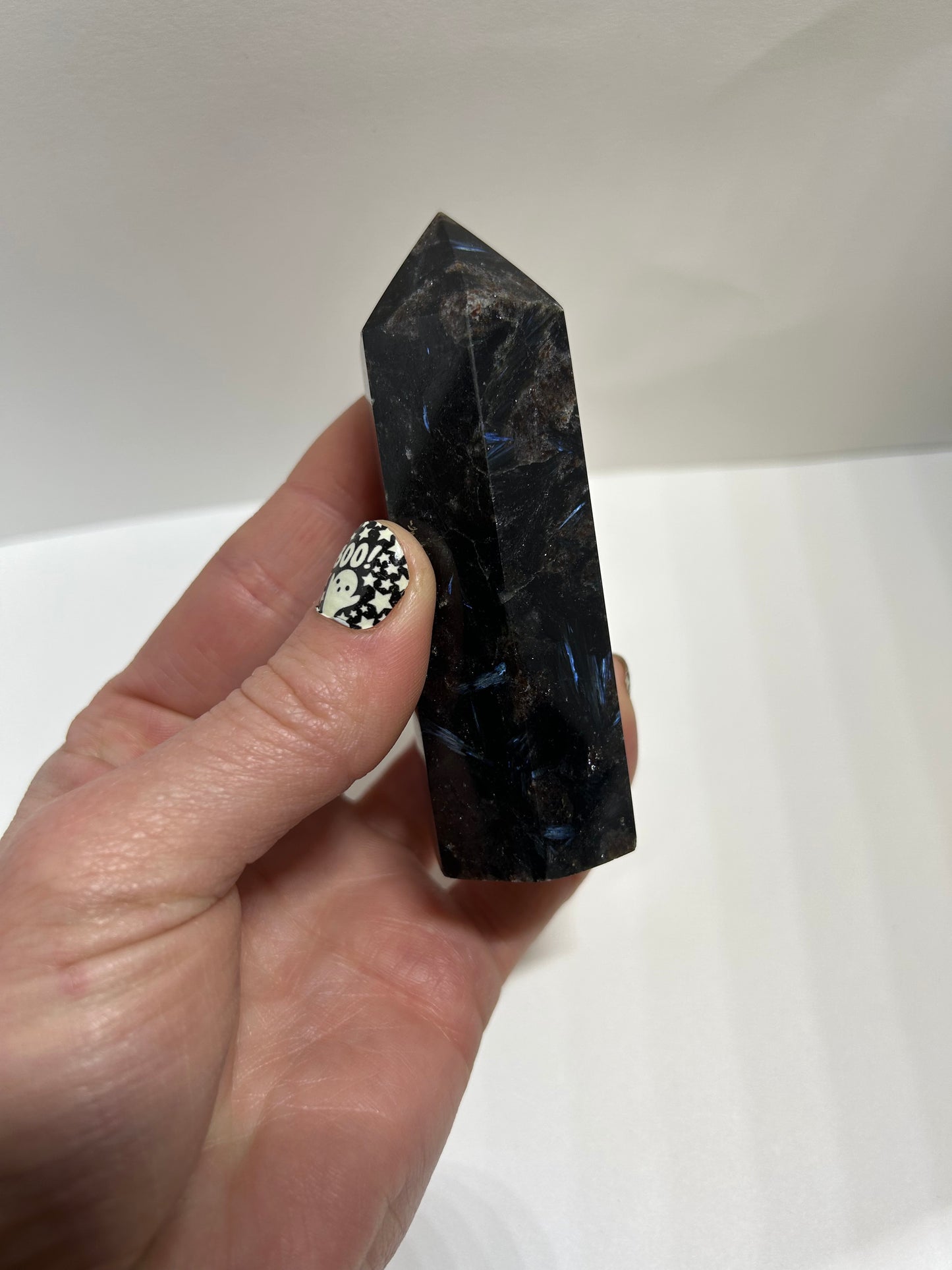 Arfvedsonite Garnet Tower Crystal  Point Carved Polished (C)