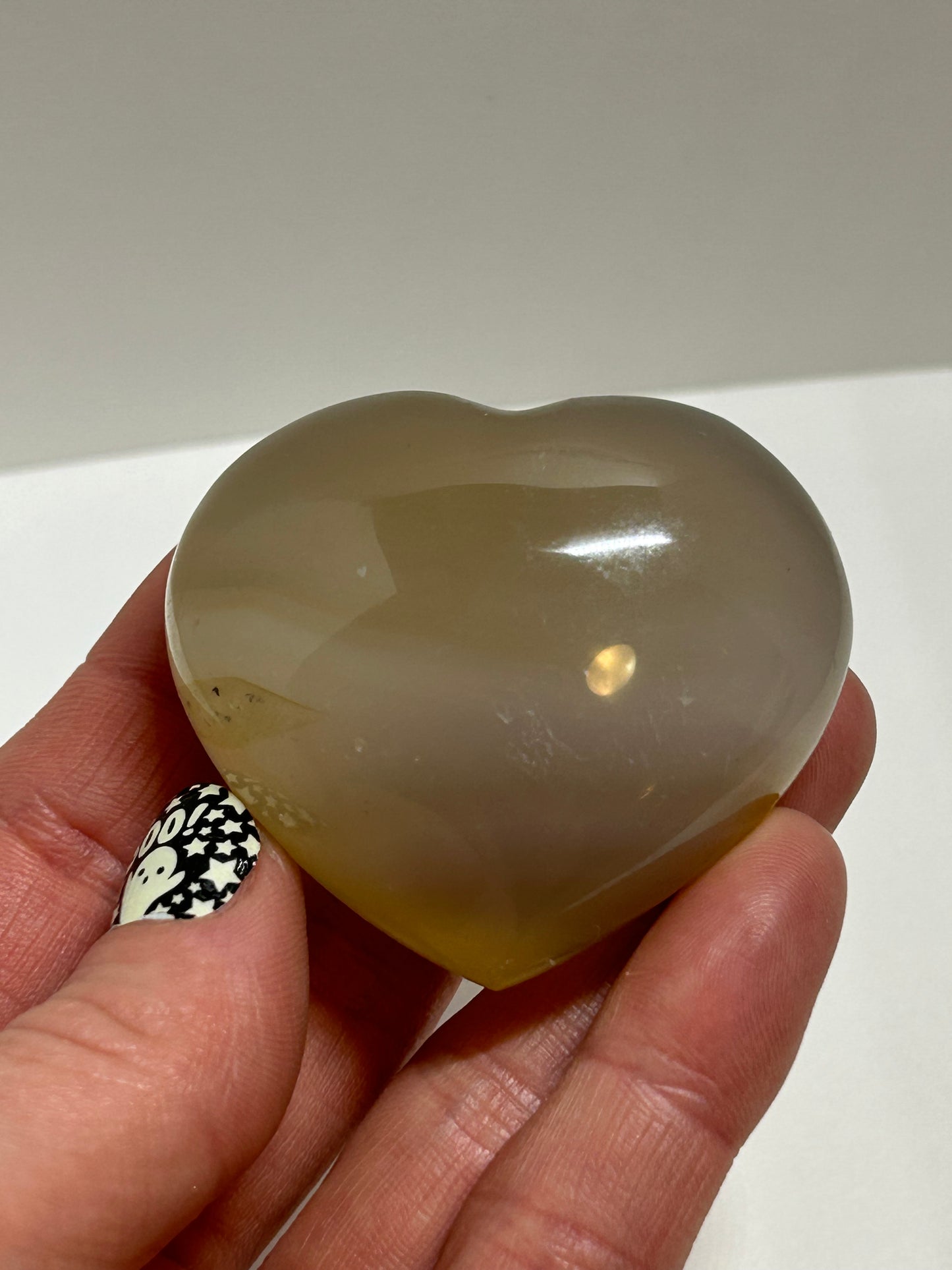 Agate Carved Crystal Heart Palm Stone