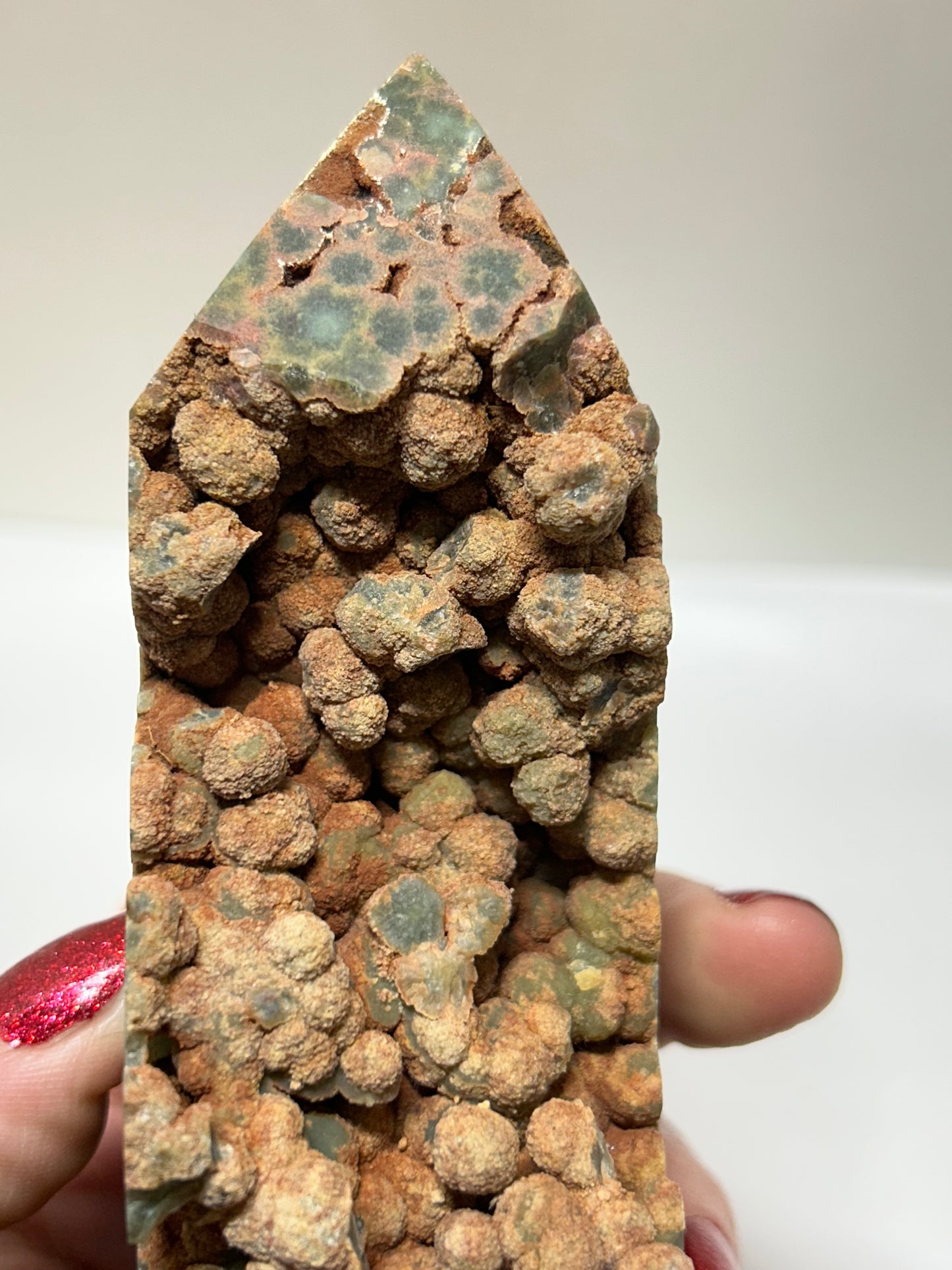 Ocean Jasper Raw Druzy Bubble Tower Green Eyes Carving Stone Crystal