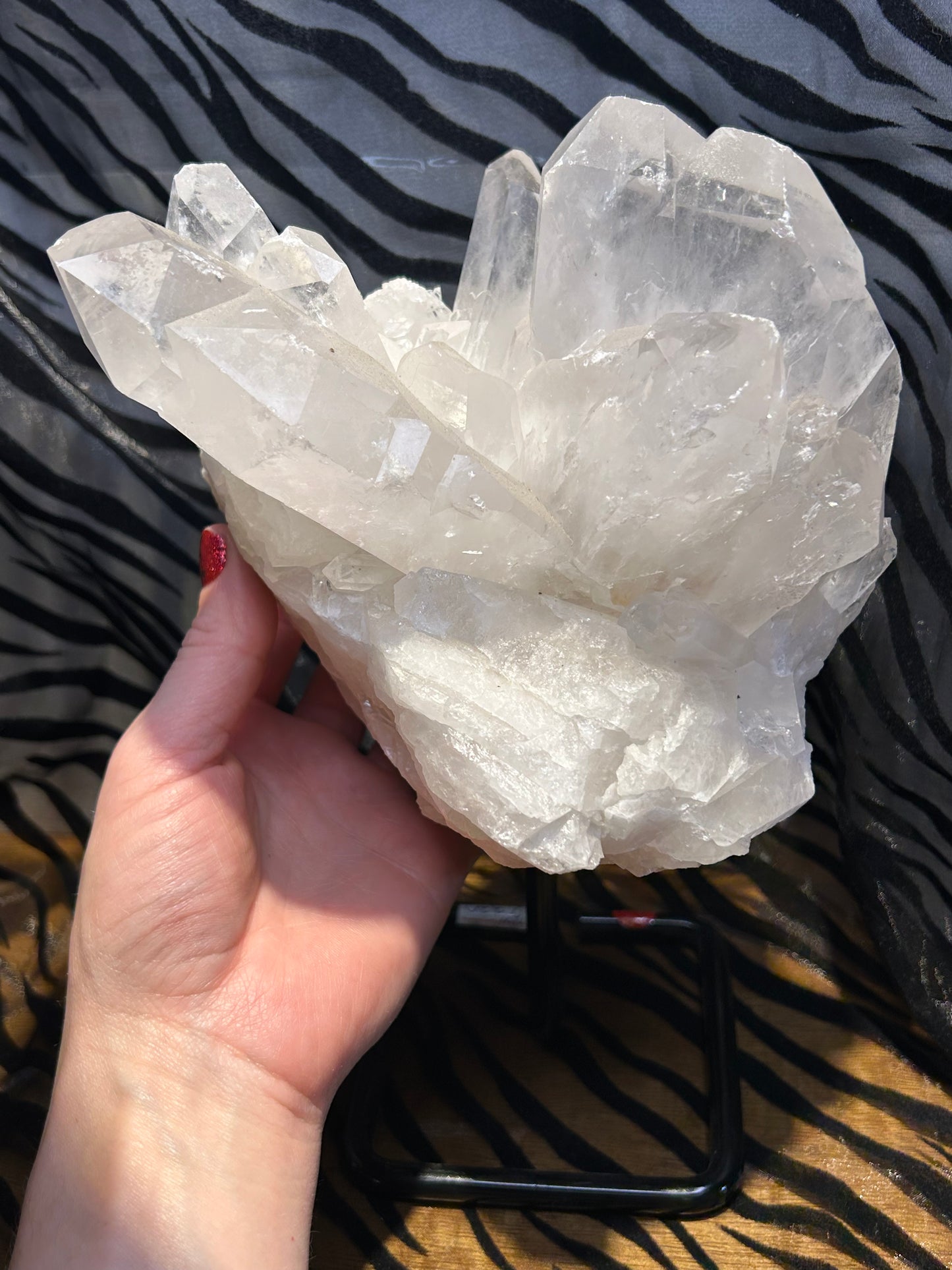 Clear Quartz Cluster on Stand Display