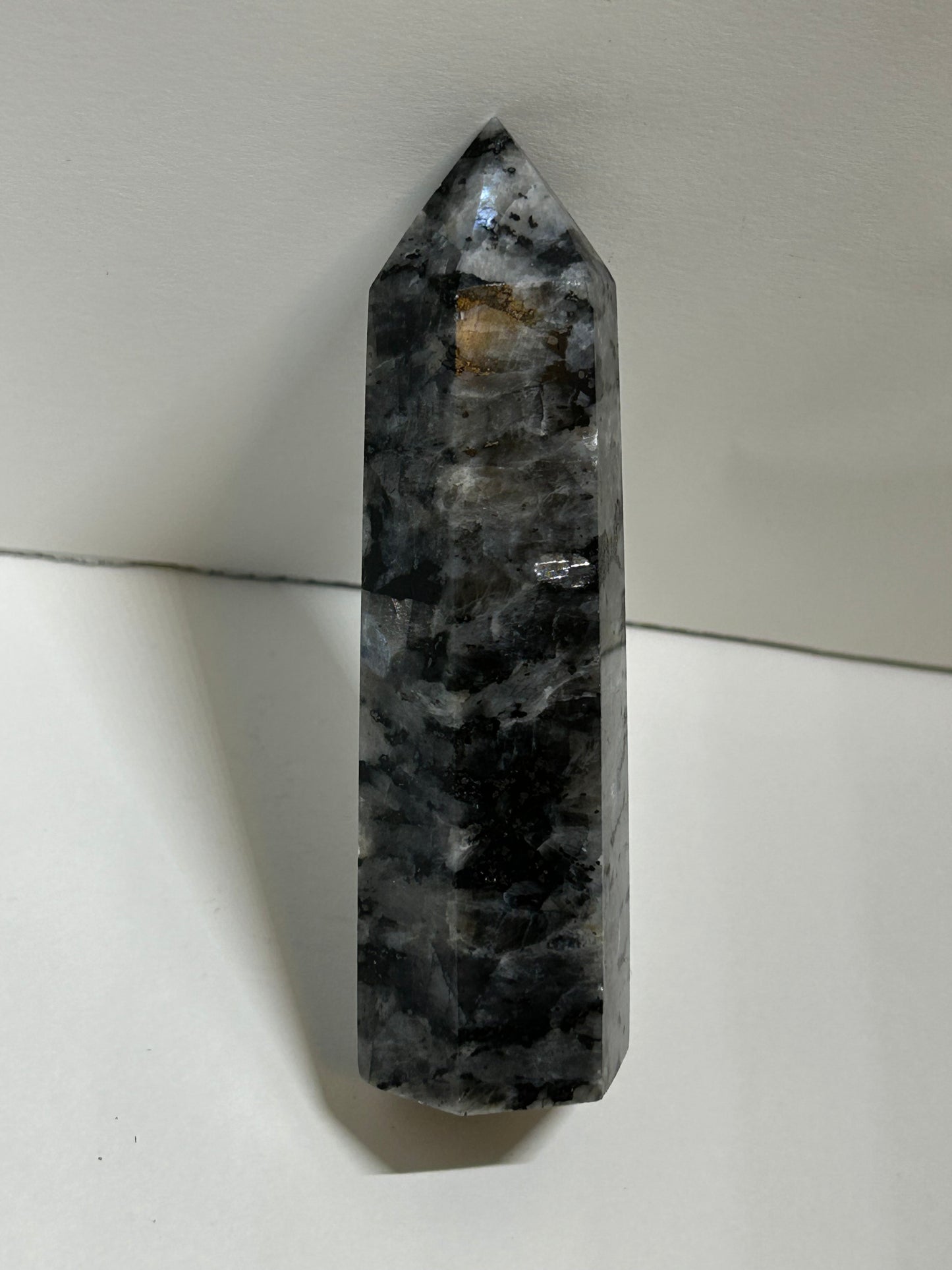 Larvikite Tower Crystal  Point Carved Polished Flash (A)