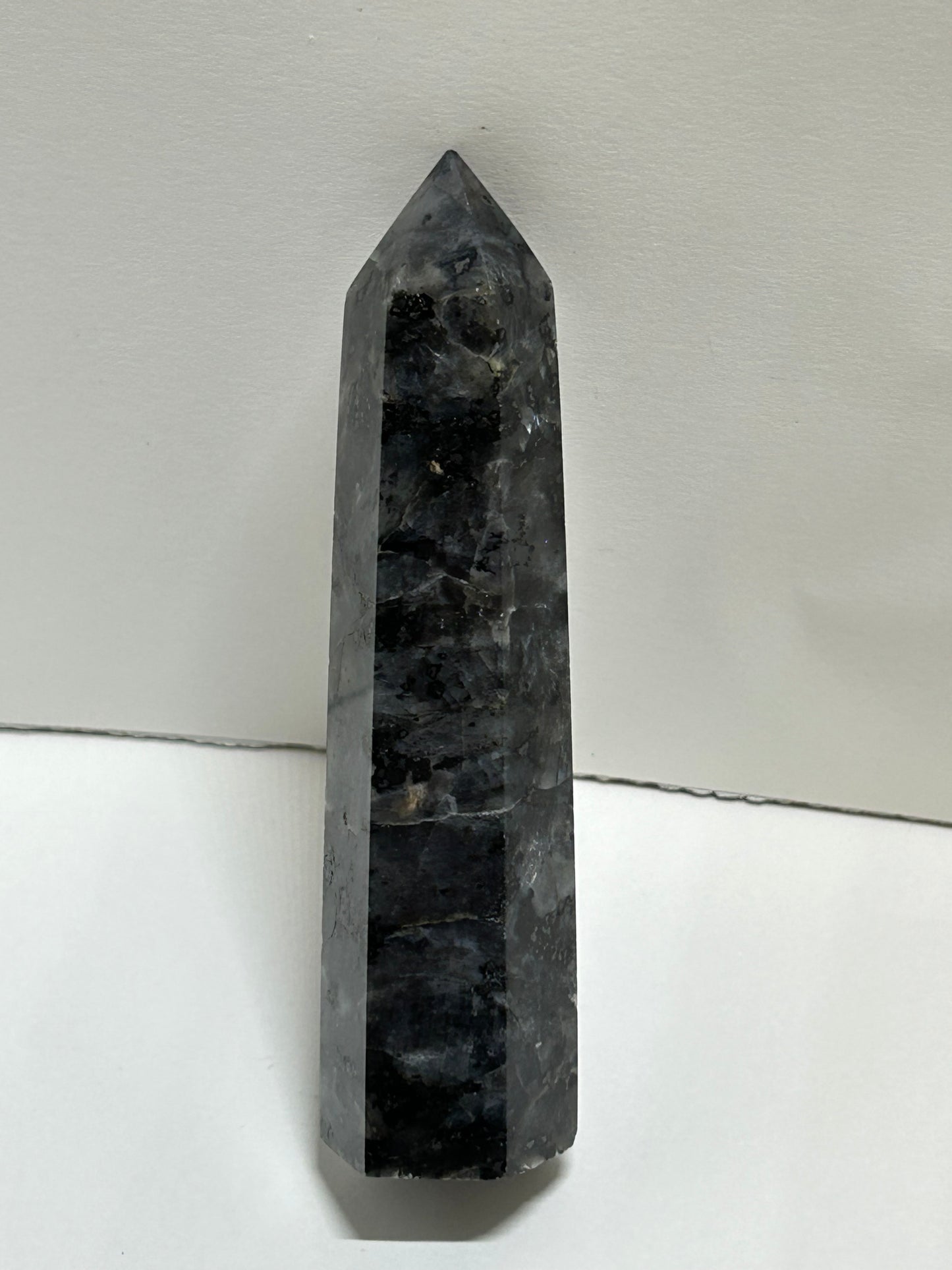 Larvikite Tower Crystal  Point Carved Polished Flash (D)