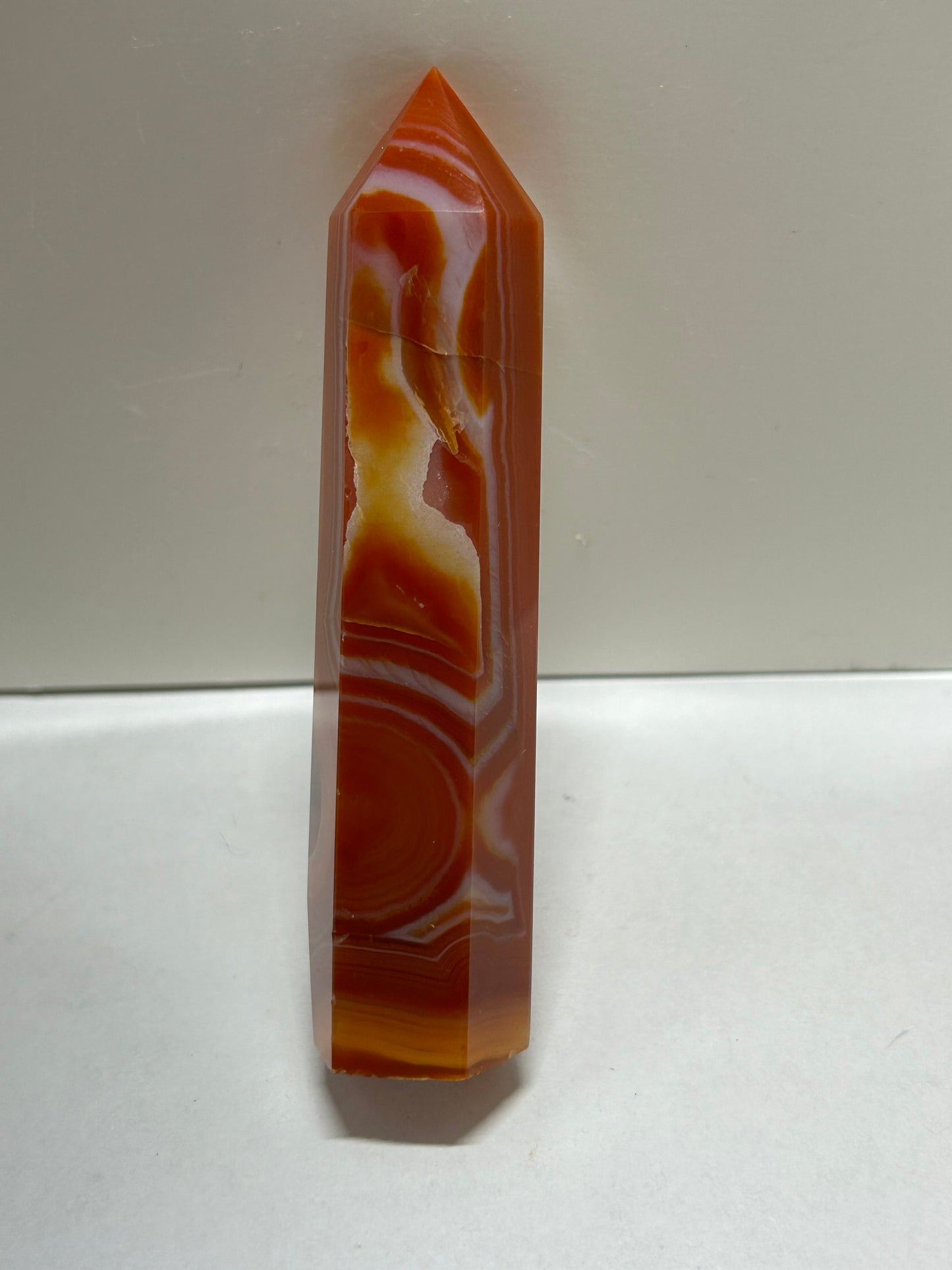 Carnelian Druzy Carved Polished Crystal Tower Stone