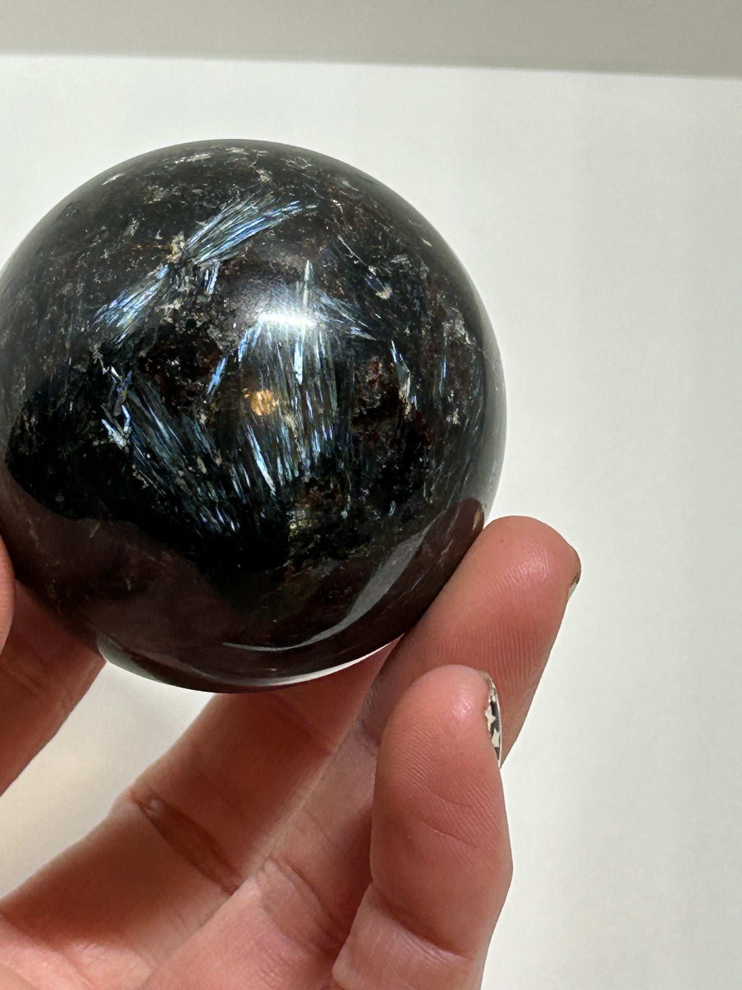 Arfvedsonite Garnet Sphere Crystal  Carved Polished (A)