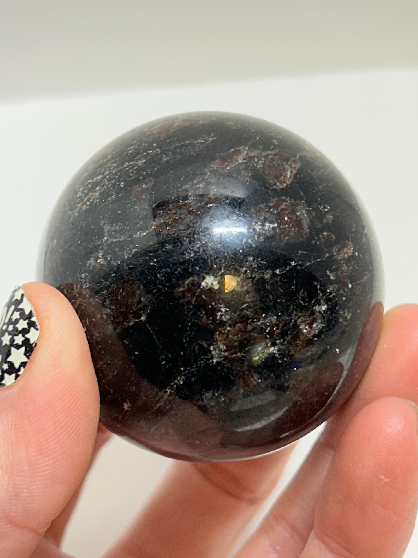 Arfvedsonite Garnet Sphere Crystal  Carved Polished (B)