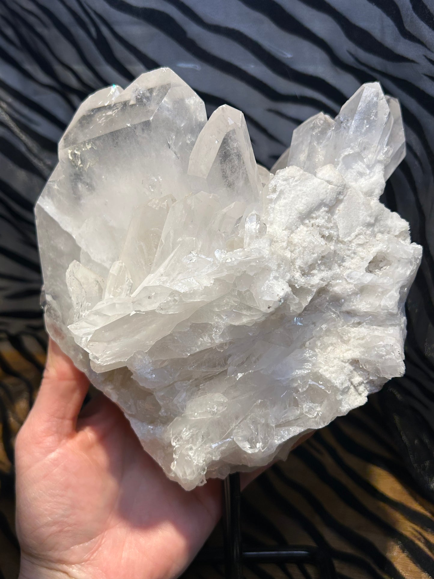 Clear Quartz Cluster on Stand Display