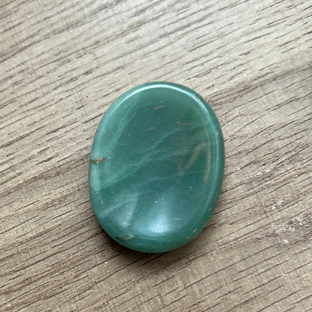 Green Aventurine Oval Worry Stone Thumb Indent