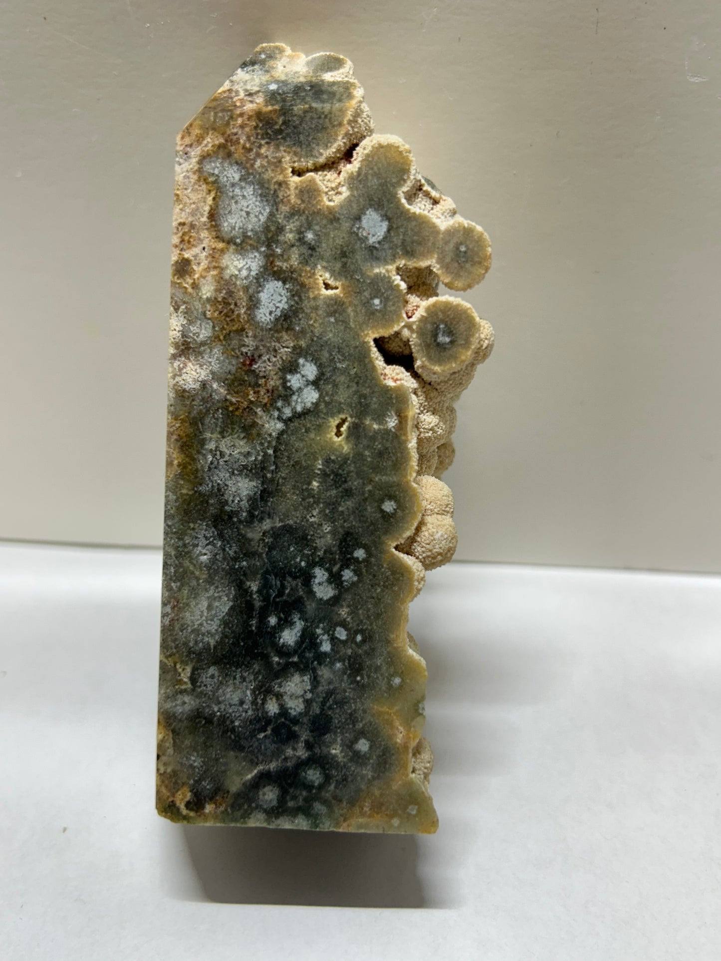 Ocean Jasper Raw Druzy Bubble Tower Green Eyes Carving Stone Crystal