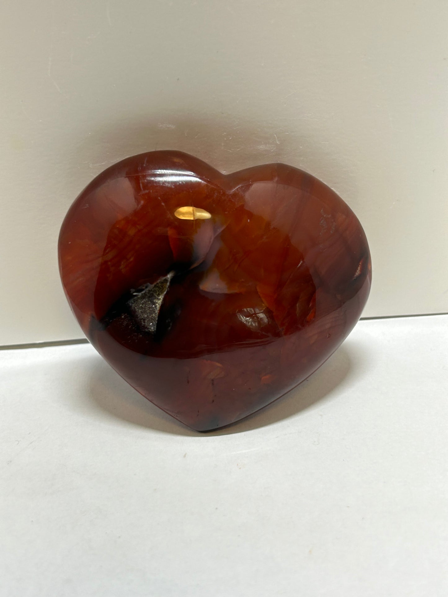 Carnelian Heart Carved Crystal Palm Stone Druzy