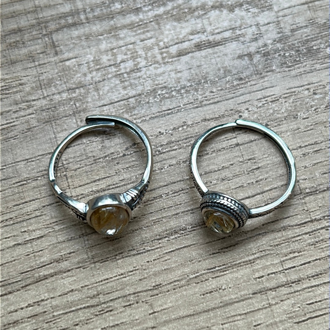 Golden Rutile Adjustable Ring 925