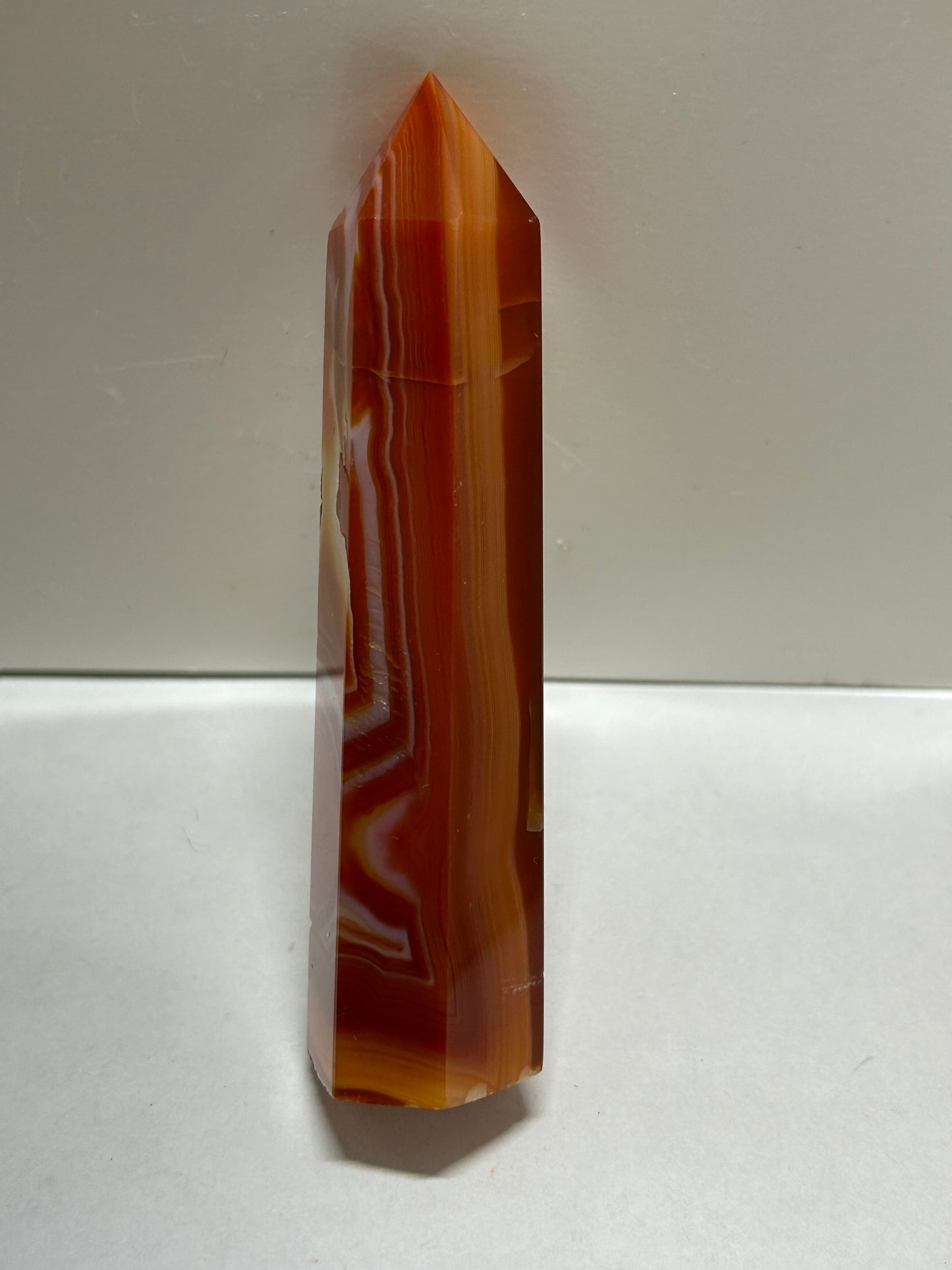 Carnelian Druzy Carved Polished Crystal Tower Stone