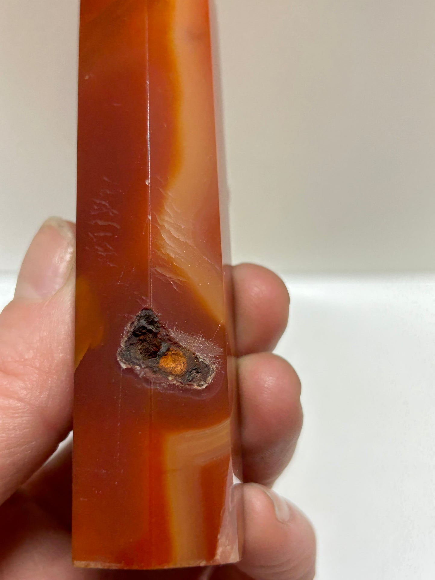 Carnelian Druzy Carved Polished Crystal Tower Stone