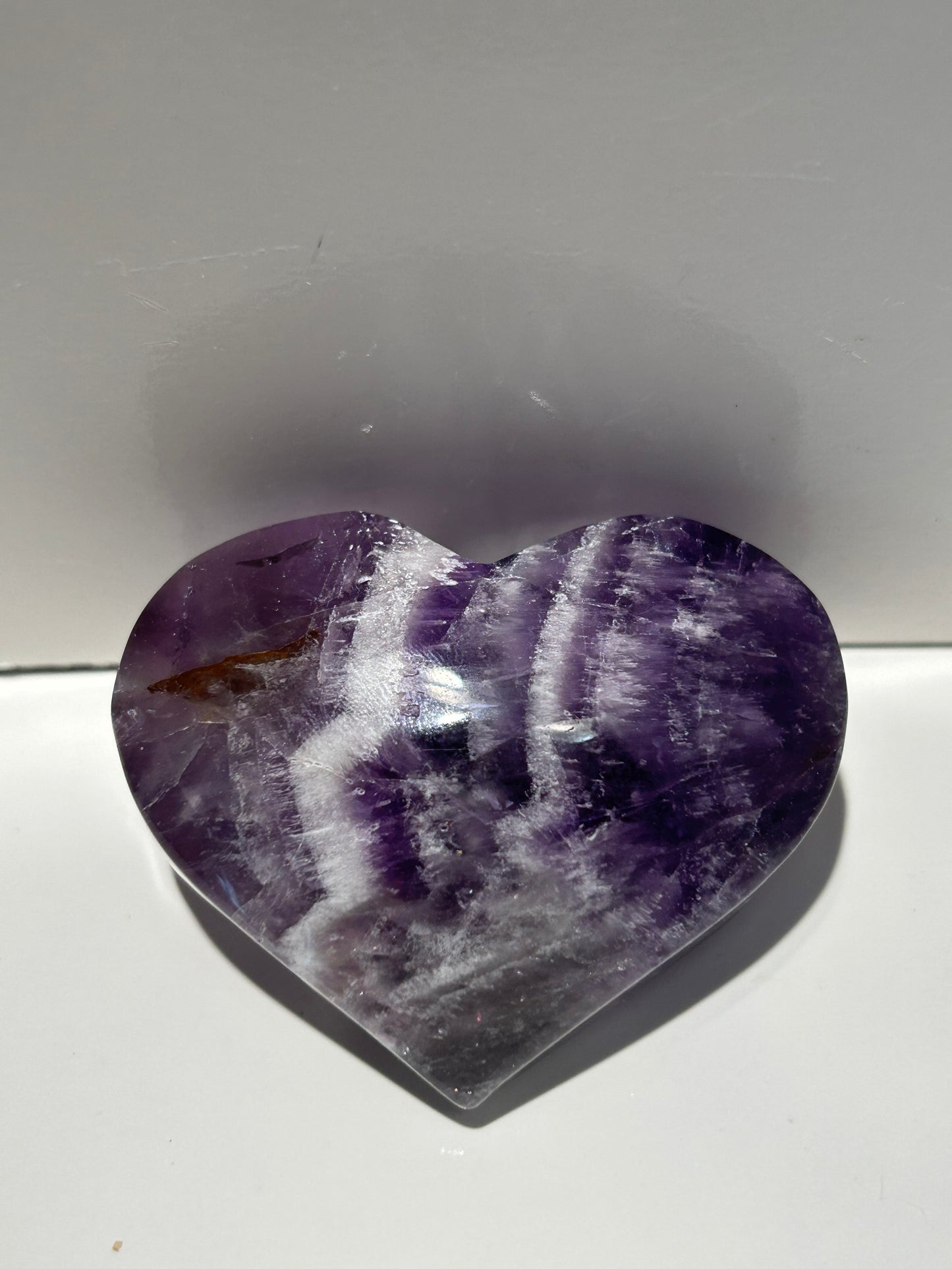 Chevron Amethyst Heart Palm Stone Crystal