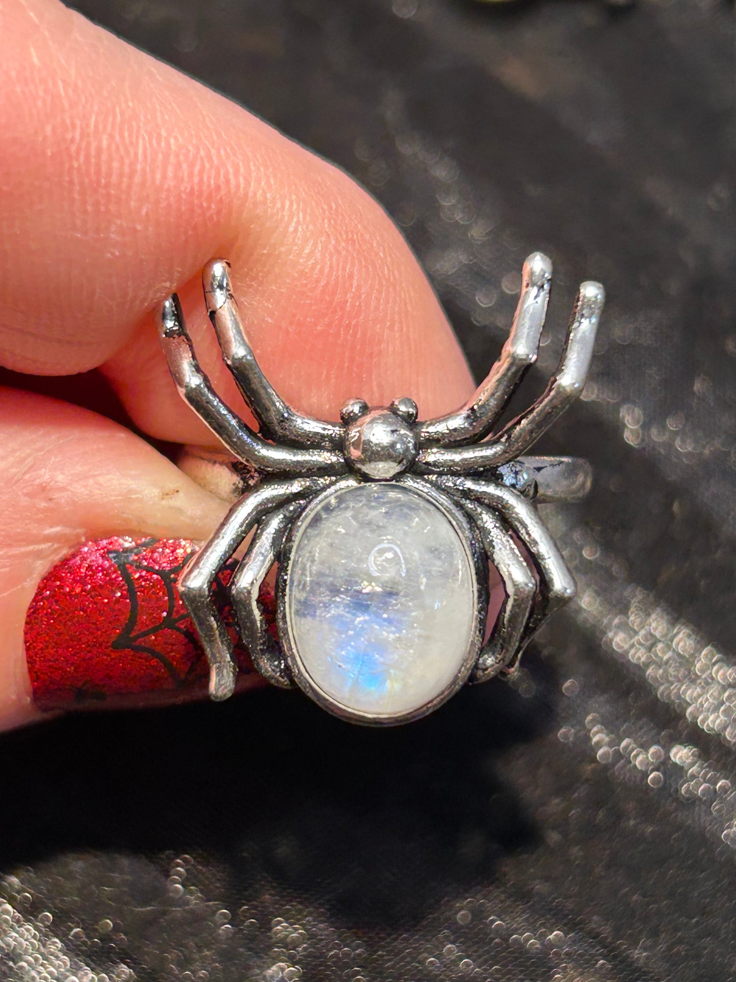 Moonstone Adjustable Spider Ring