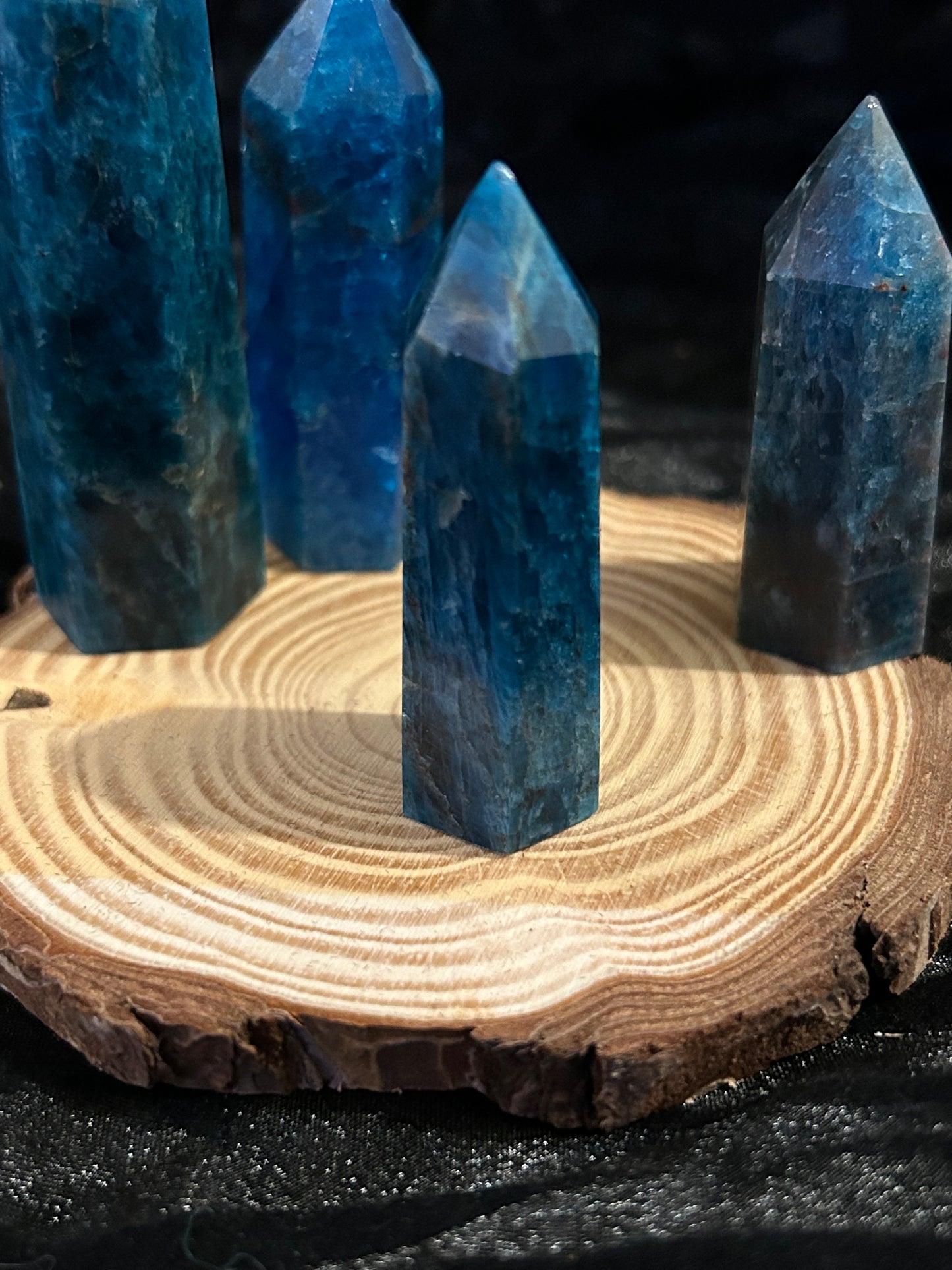 Blue Apatite Tower Crystal Point Flashy