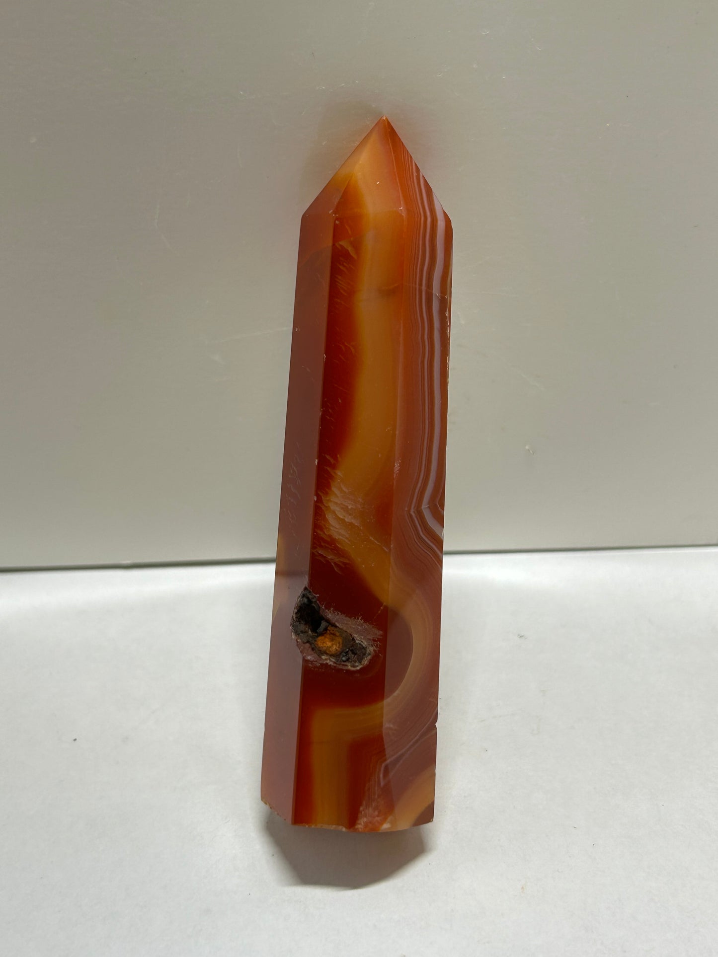 Carnelian Druzy Carved Polished Crystal Tower Stone