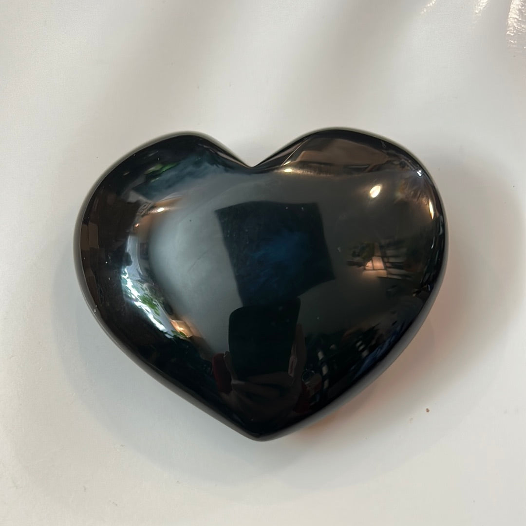 Rainbow Obsidian Heart Palm Crystal Carving