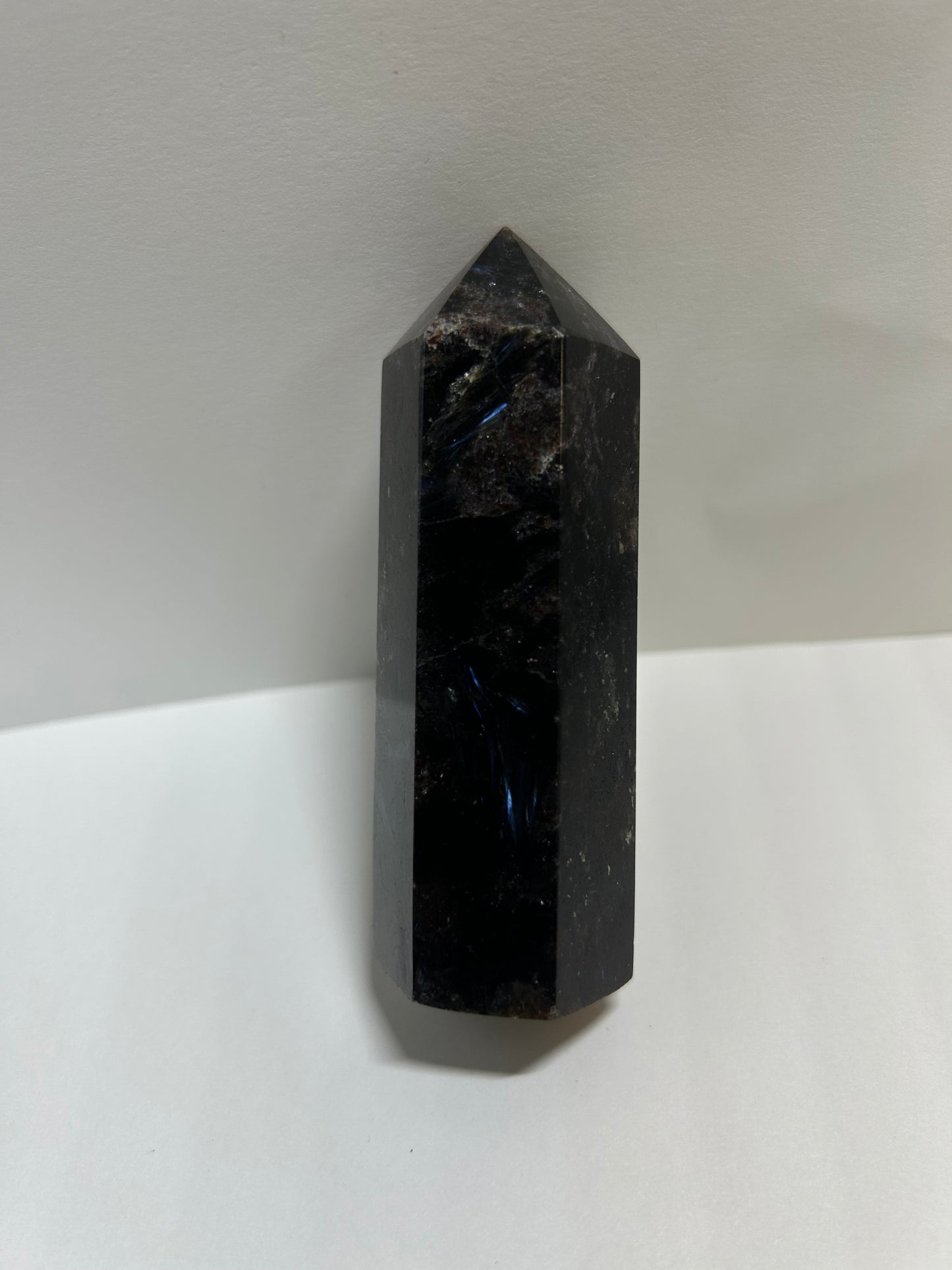 Arfvedsonite Garnet Tower Crystal  Point Carved Polished (C)