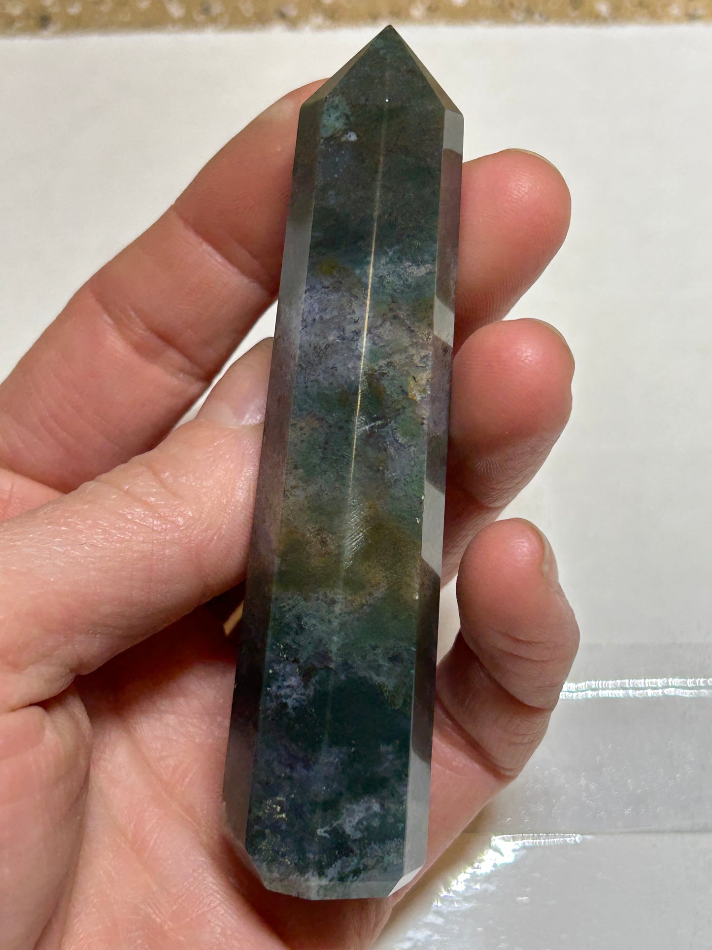 Moss Agate Tower Point Crystal
