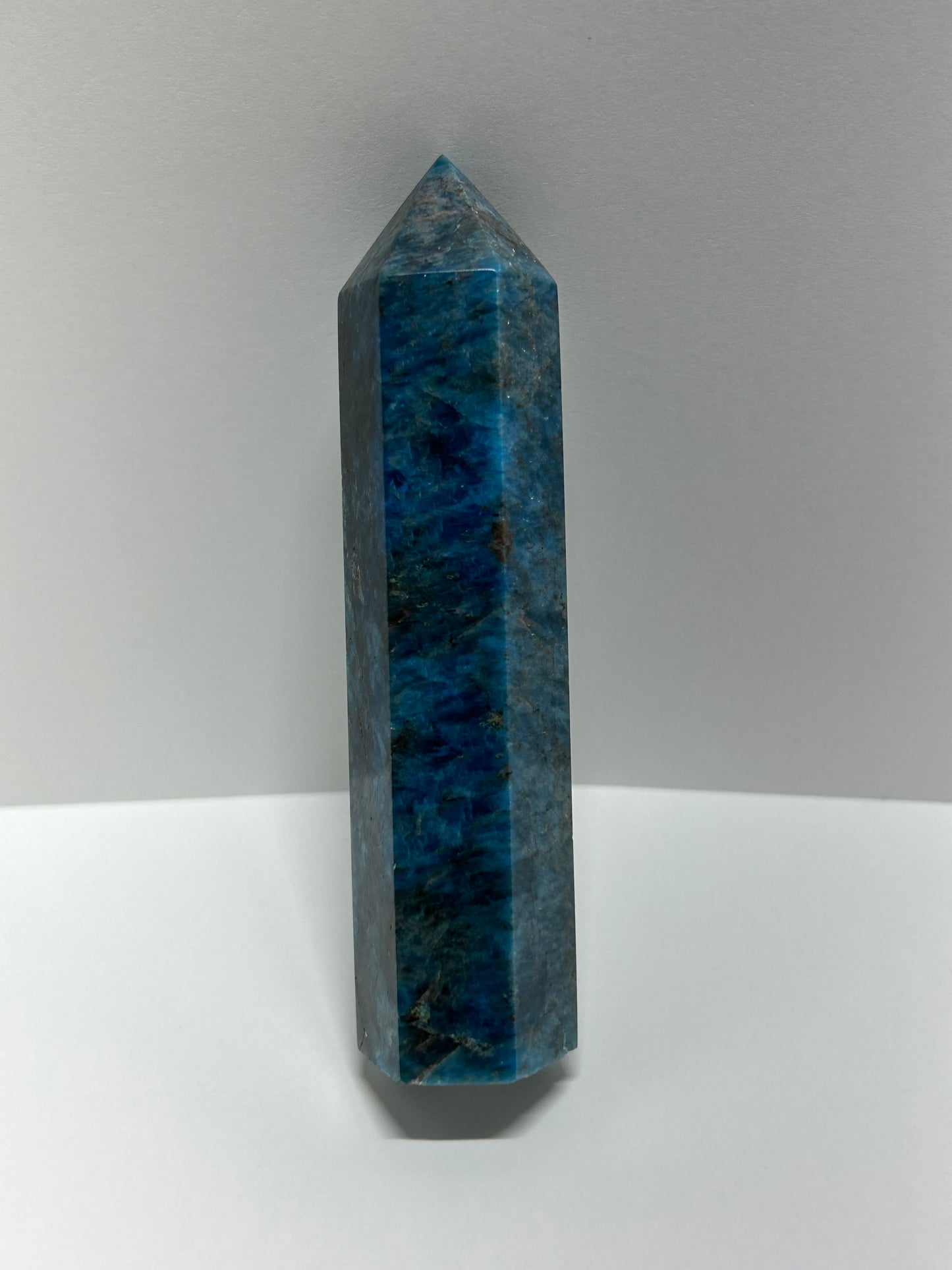 Blue Apatite Tower Crystal Point Flashy