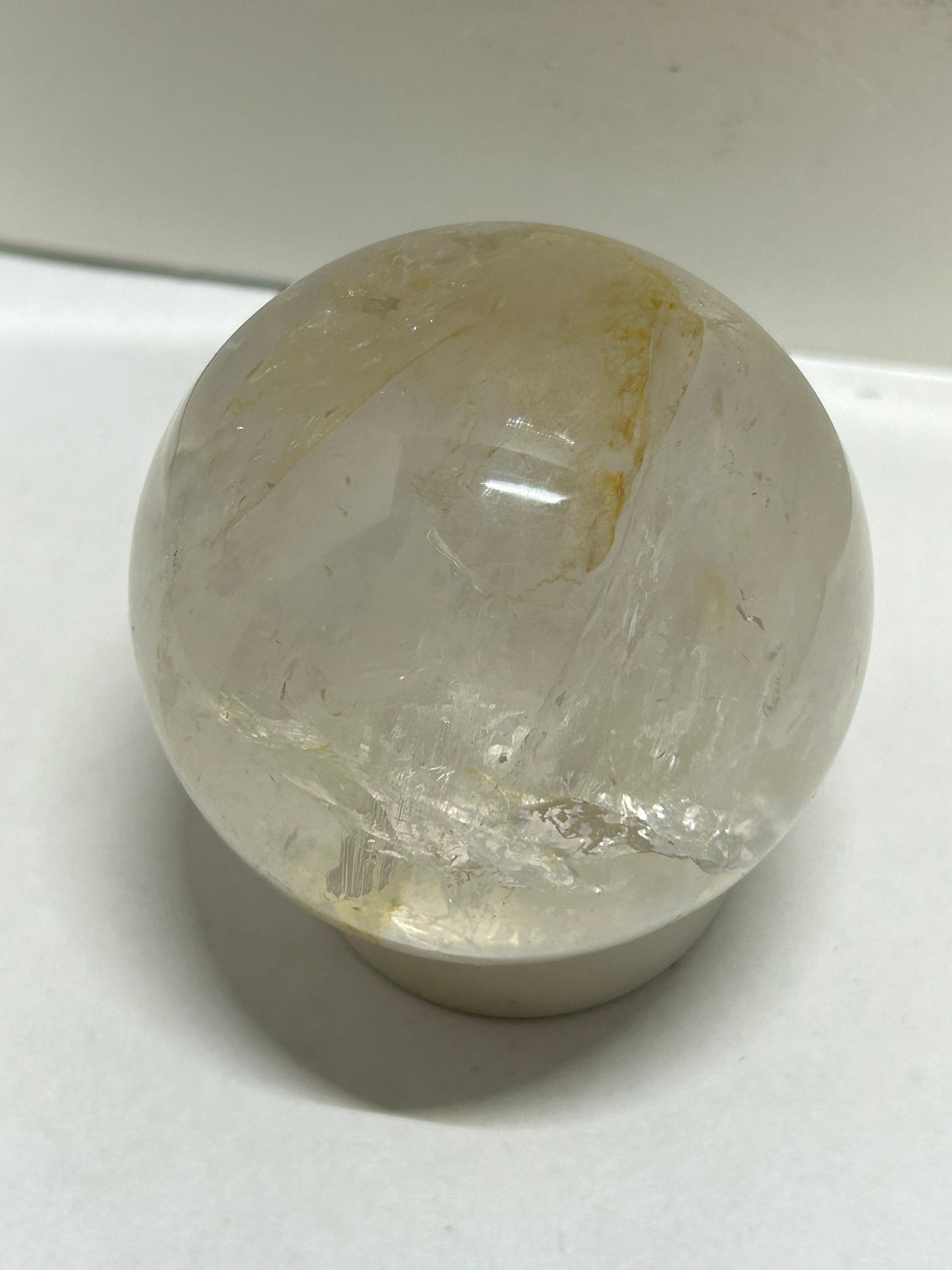 2” Clear Quartz Sphere Carving With Inclusions Rainbows Crystal