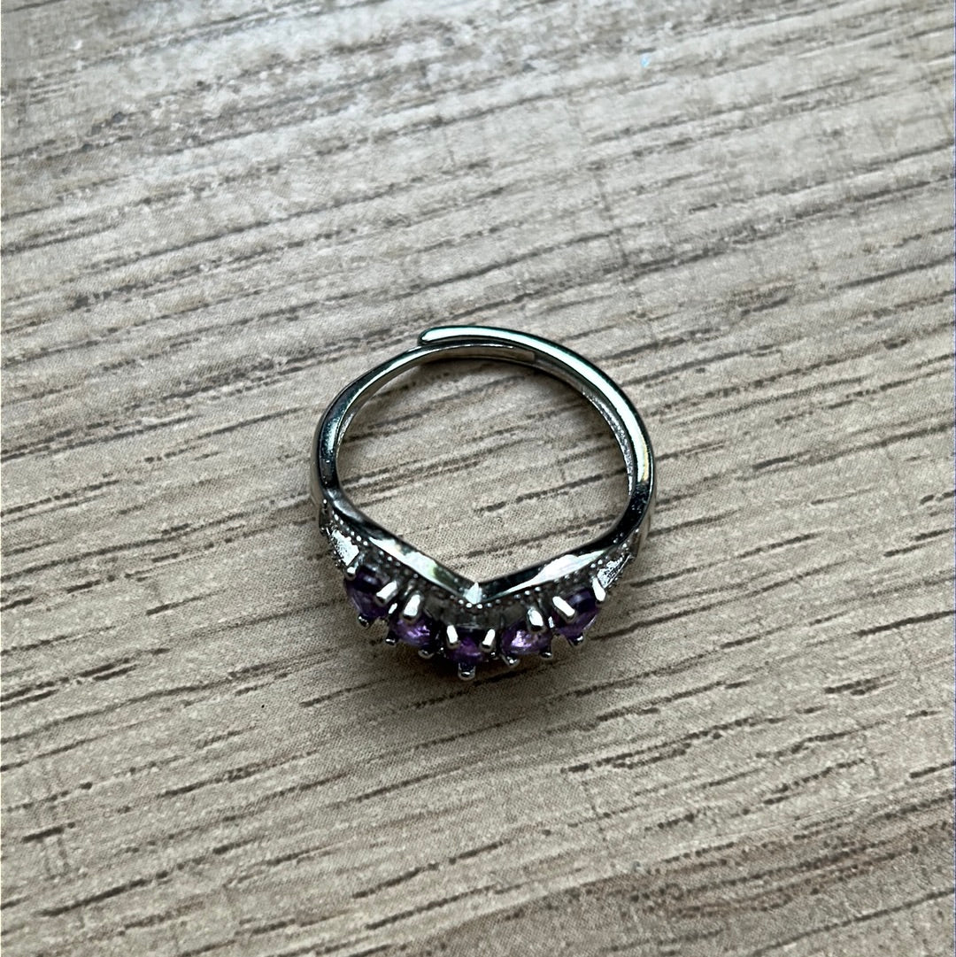 Amethyst Adjustable Crystal Ring Jewelry 925