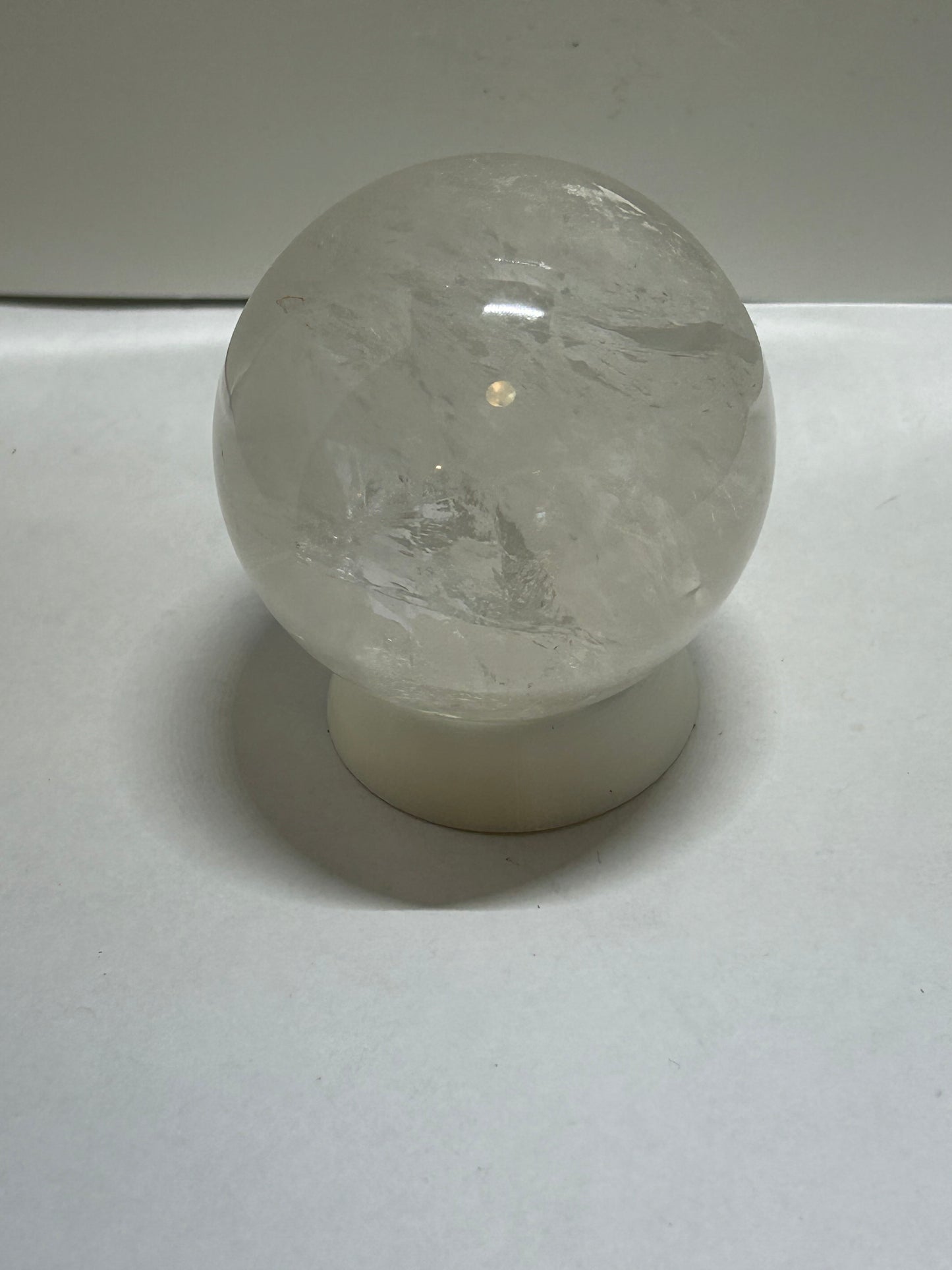 2” Clear Quartz Sphere Carving With Inclusions Rainbows Crystal