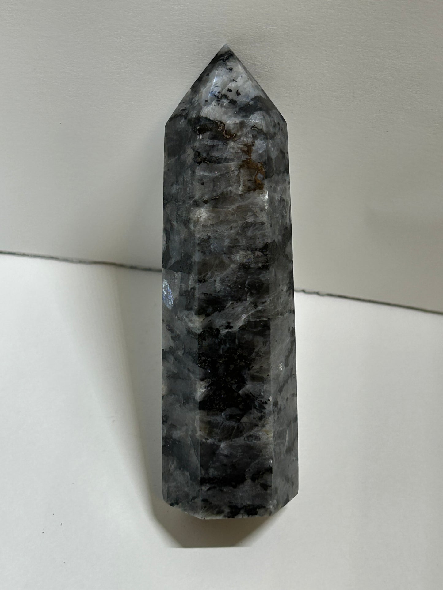 Larvikite Tower Crystal  Point Carved Polished Flash (A)