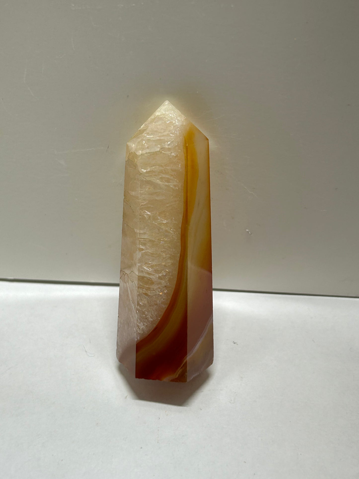 Carnelian and Quartz Crystal Tower Stone