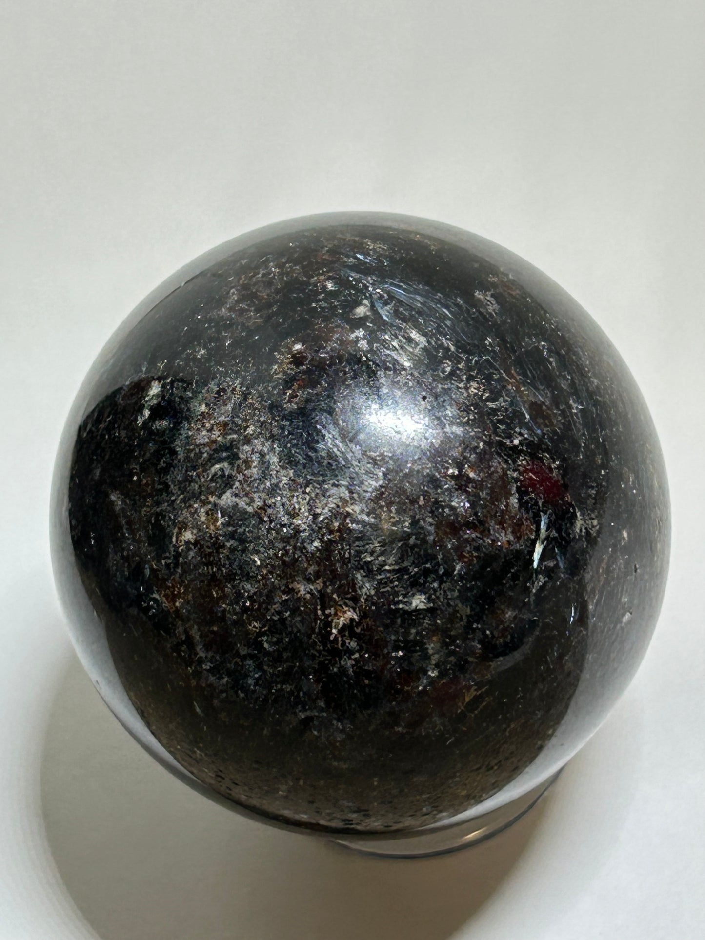 Arfvedsonite Garnet Sphere Crystal  Carved Polished (A)