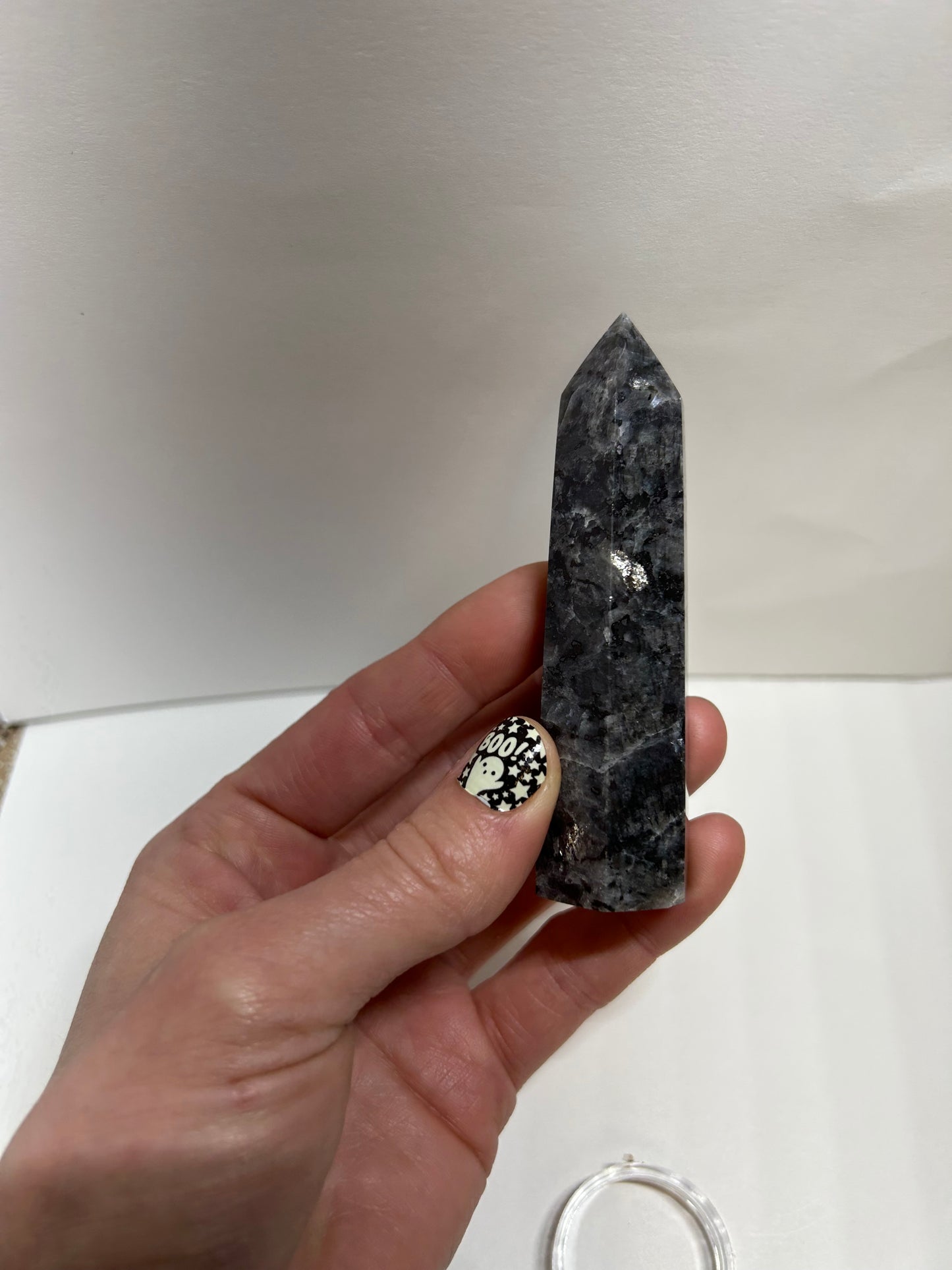 Larvikite Tower Crystal  Point Carved Polished Flash (B)