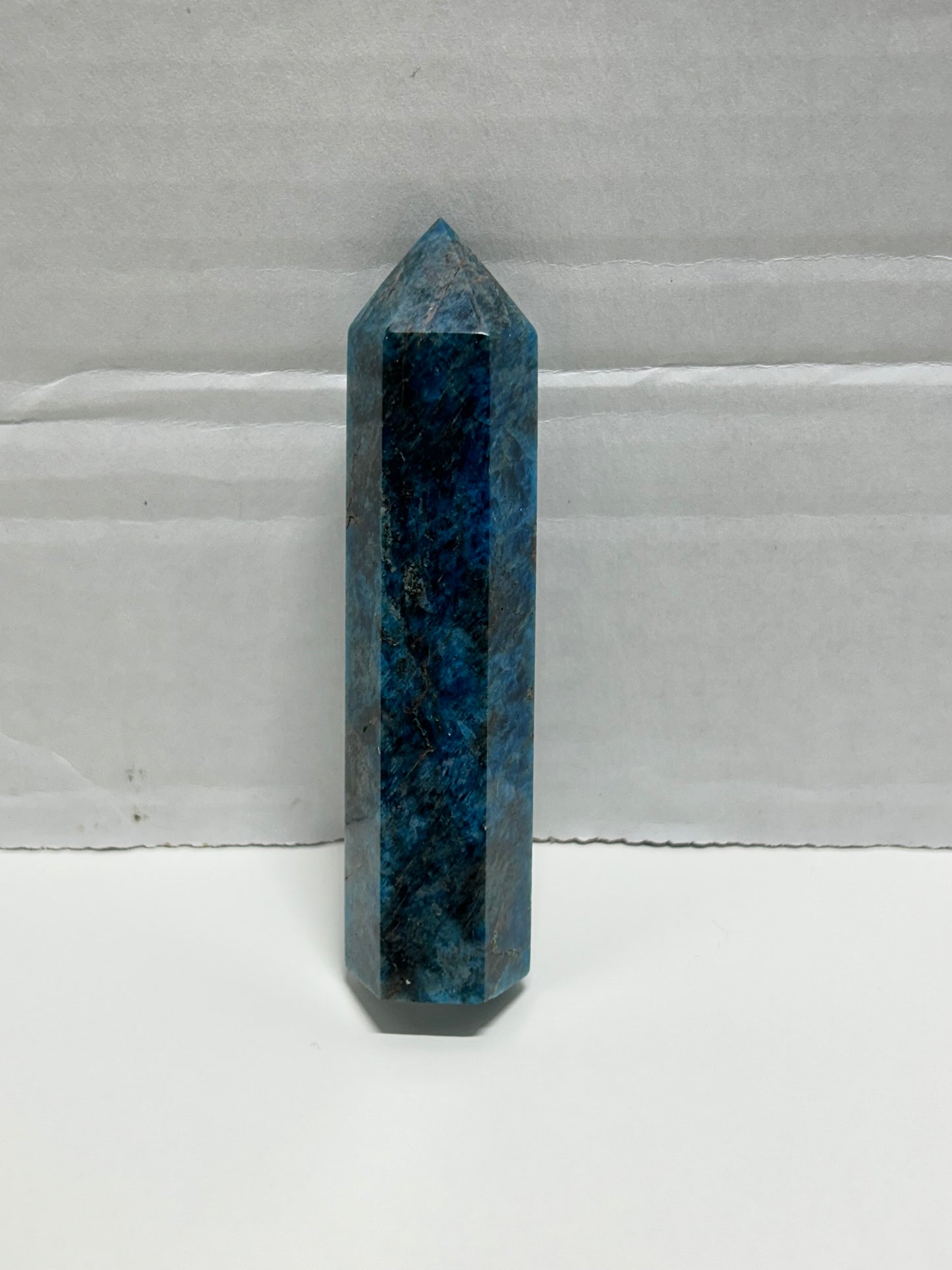 Blue Apatite Tower Crystal Point Flashy