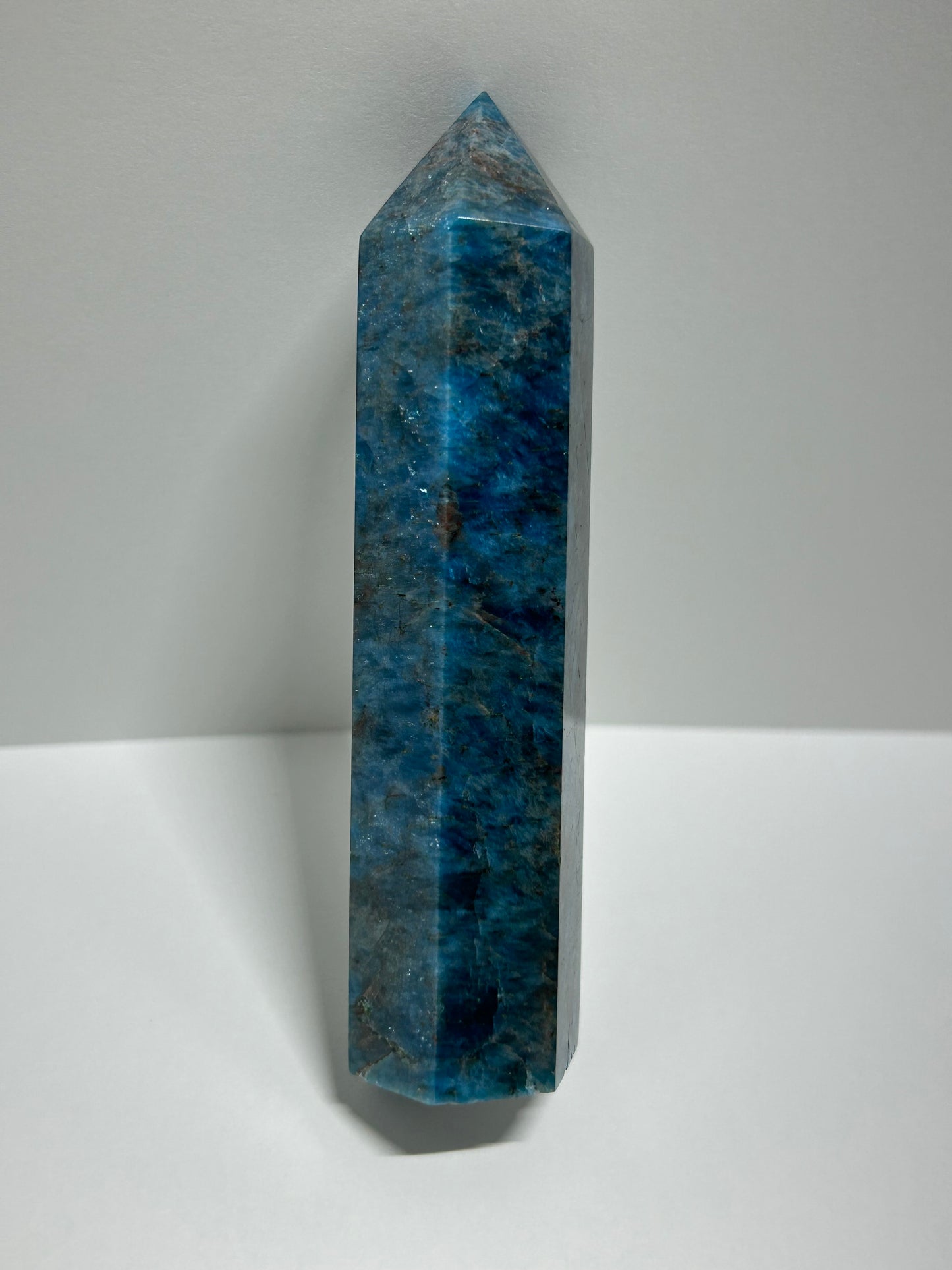 Blue Apatite Tower Crystal Point Flashy