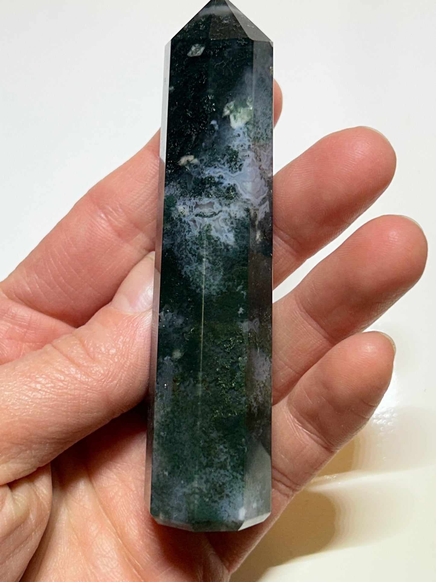 Moss Agate Tower Point Crystal