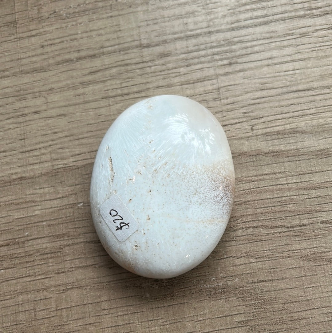 Scolesite Palm Stone Meditation Crystal
