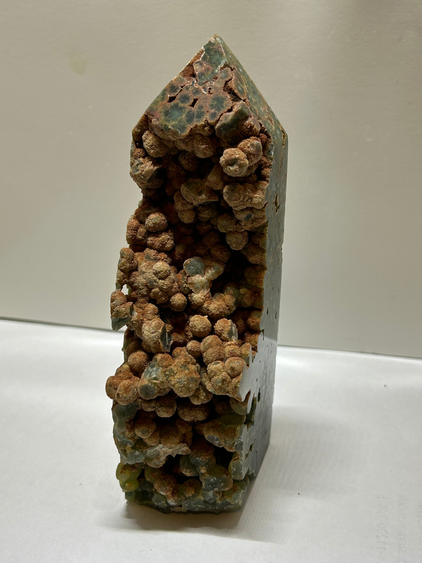 Ocean Jasper Raw Druzy Bubble Tower Green Eyes Carving Stone Crystal