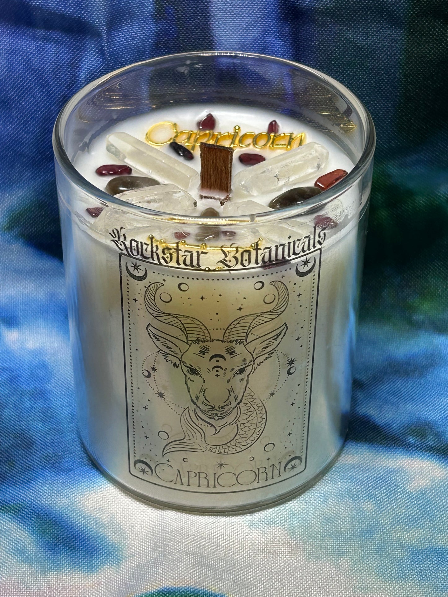 Capricorn Candle Crystal Intention Crackling Wood Wick Zodiac