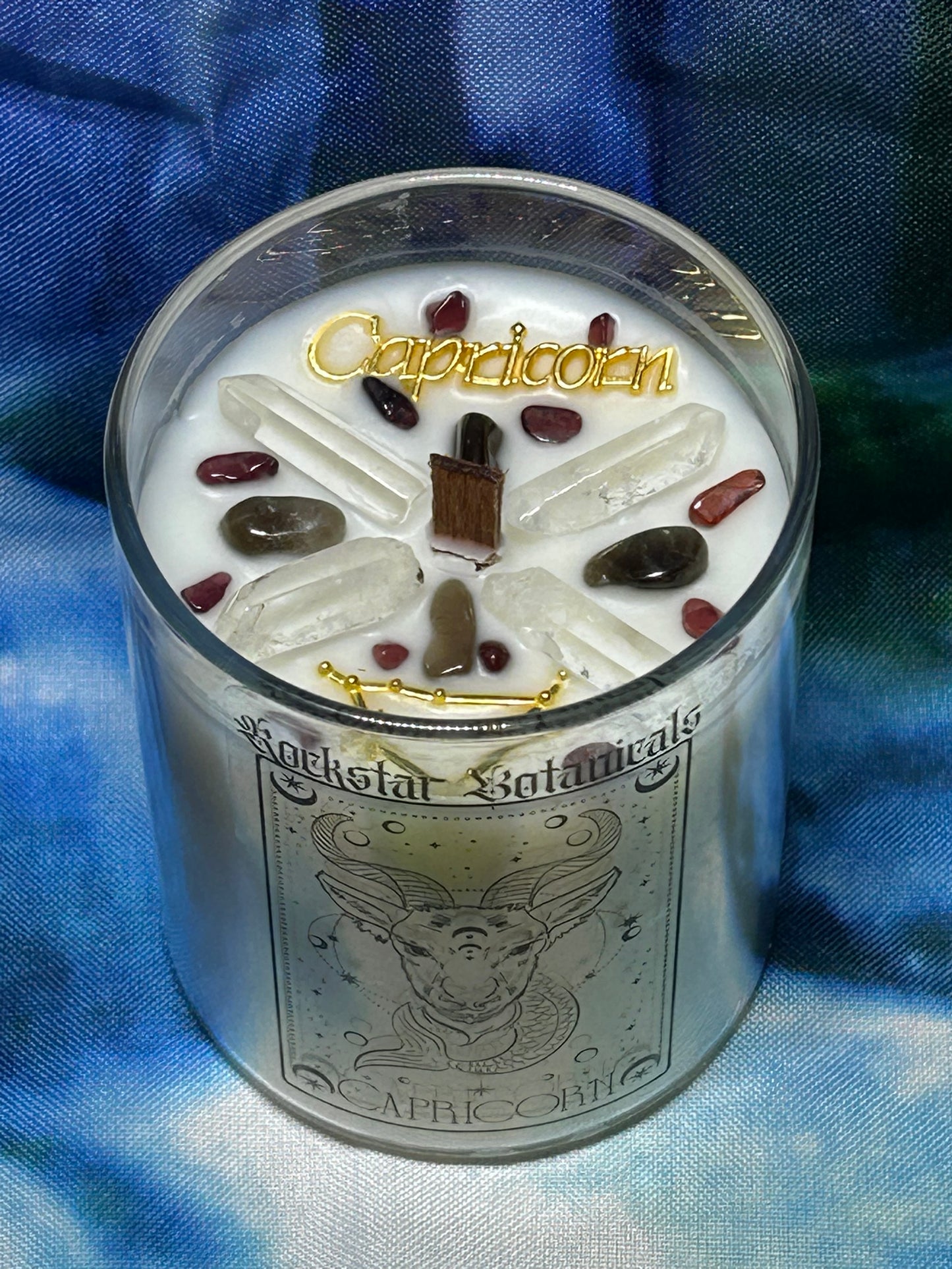 Capricorn Candle Crystal Intention Crackling Wood Wick Zodiac