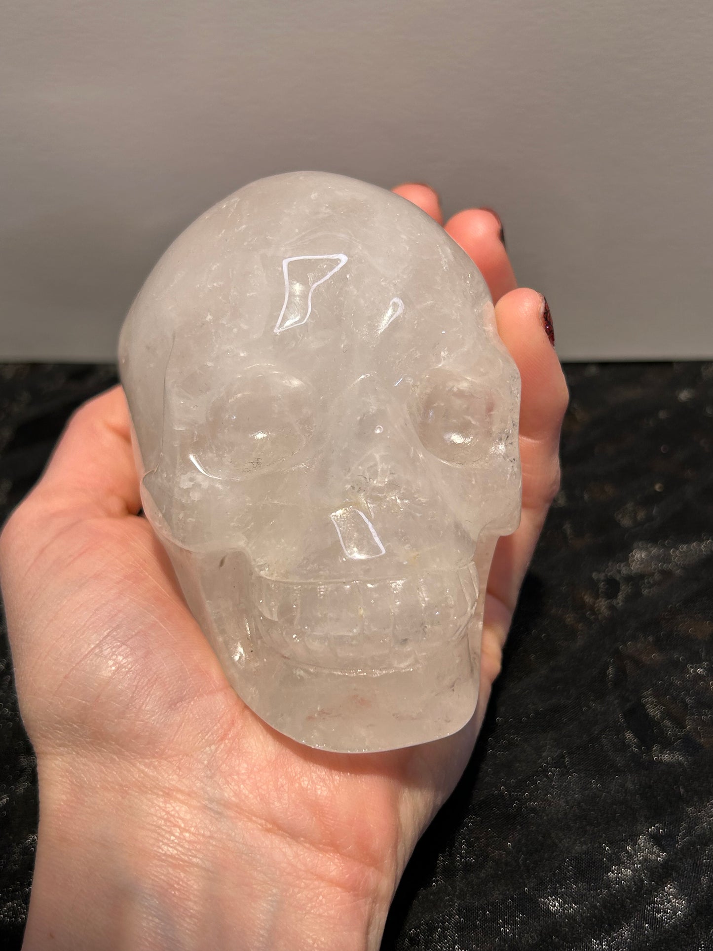 Clear Quartz Skull Carving Large Statment Piece