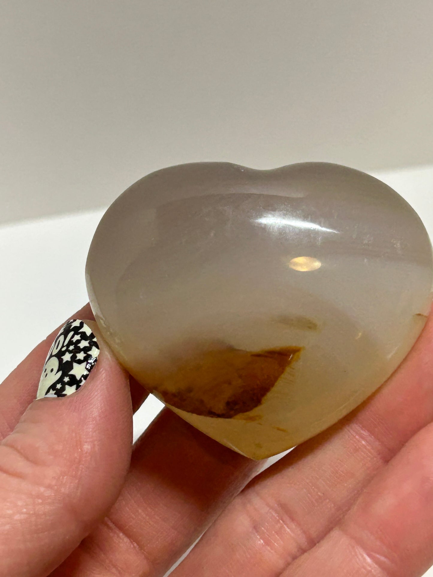 Agate Carved Crystal Heart Palm Stone