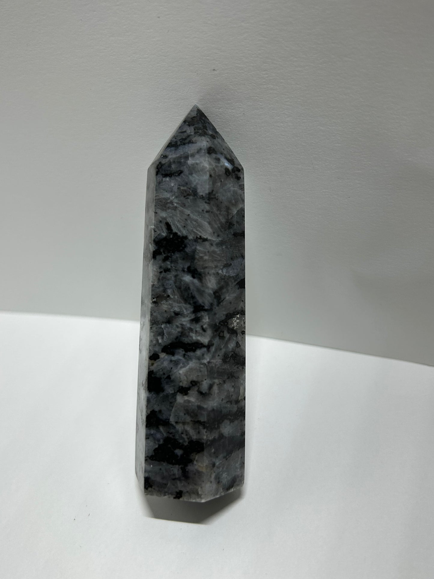 Larvikite Tower Crystal  Point Carved Polished Flash (A)