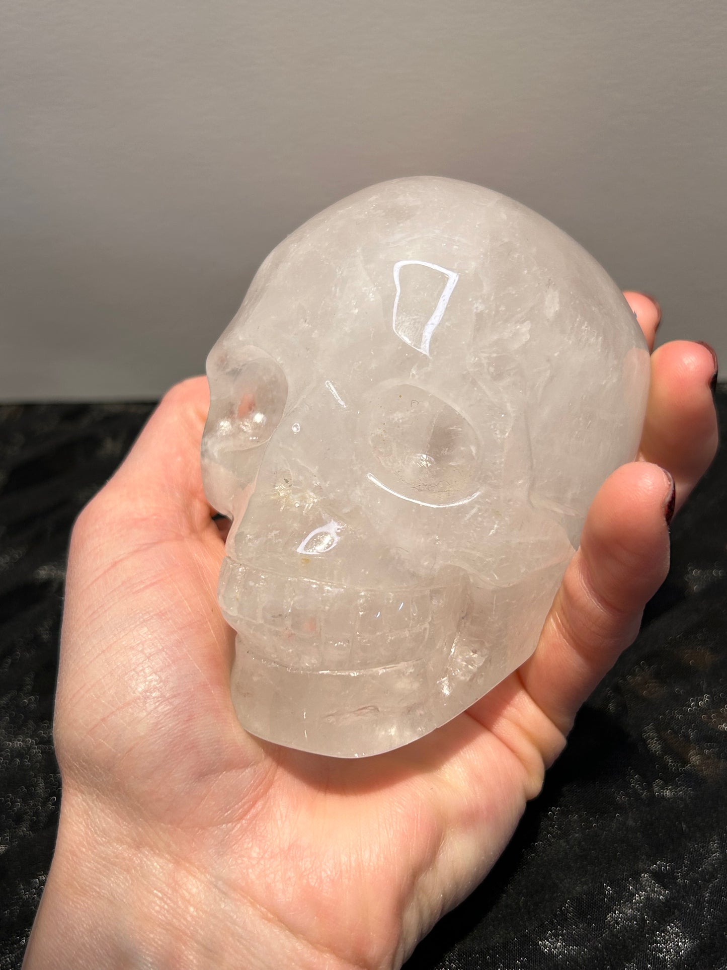 Clear Quartz Skull Carving Large Statment Piece