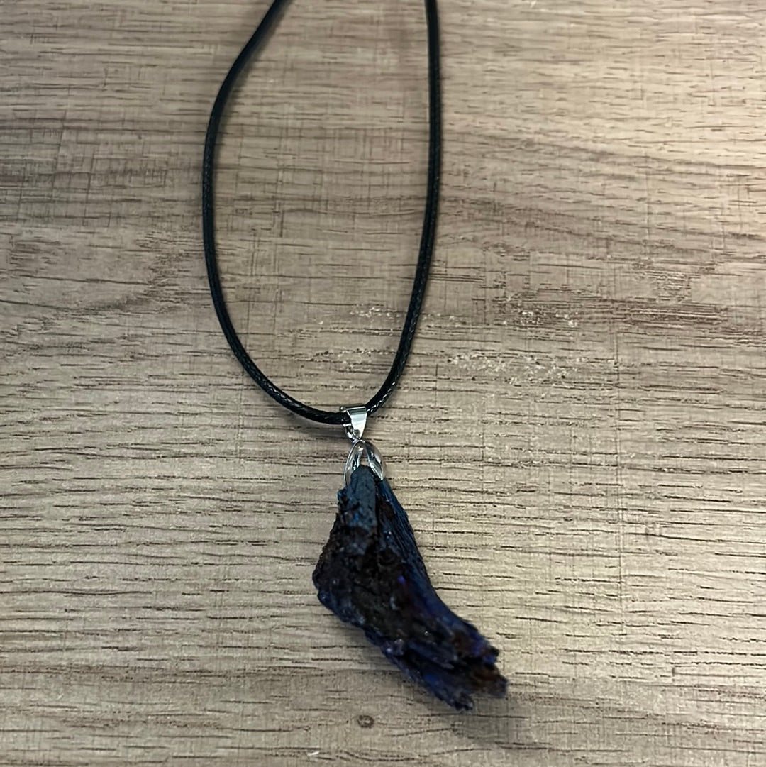 Raw Aura Kyanite Pendant Necklace Gemstone Crystal