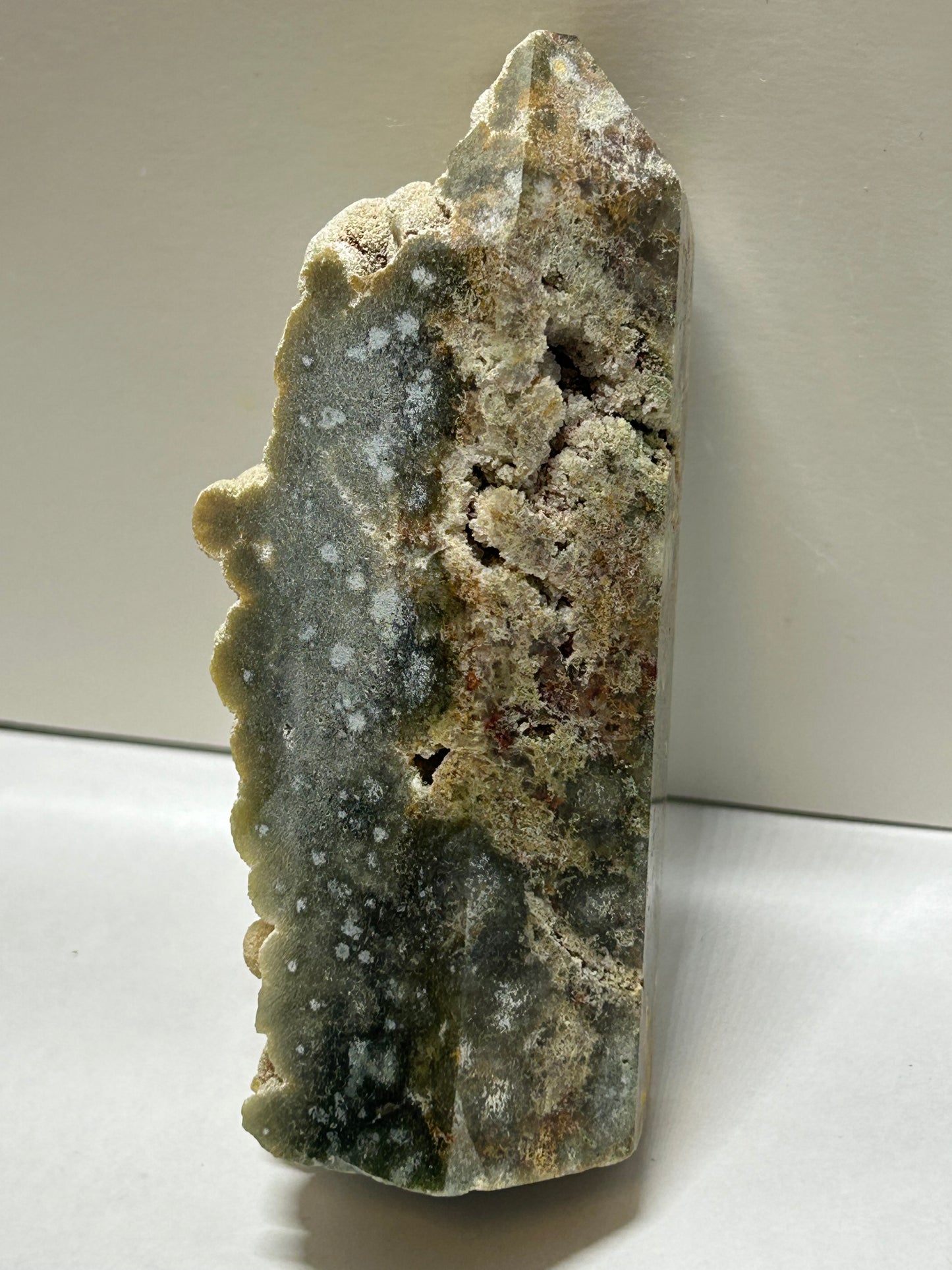 Ocean Jasper Raw Druzy Bubble Tower Green Eyes Carving Stone Crystal